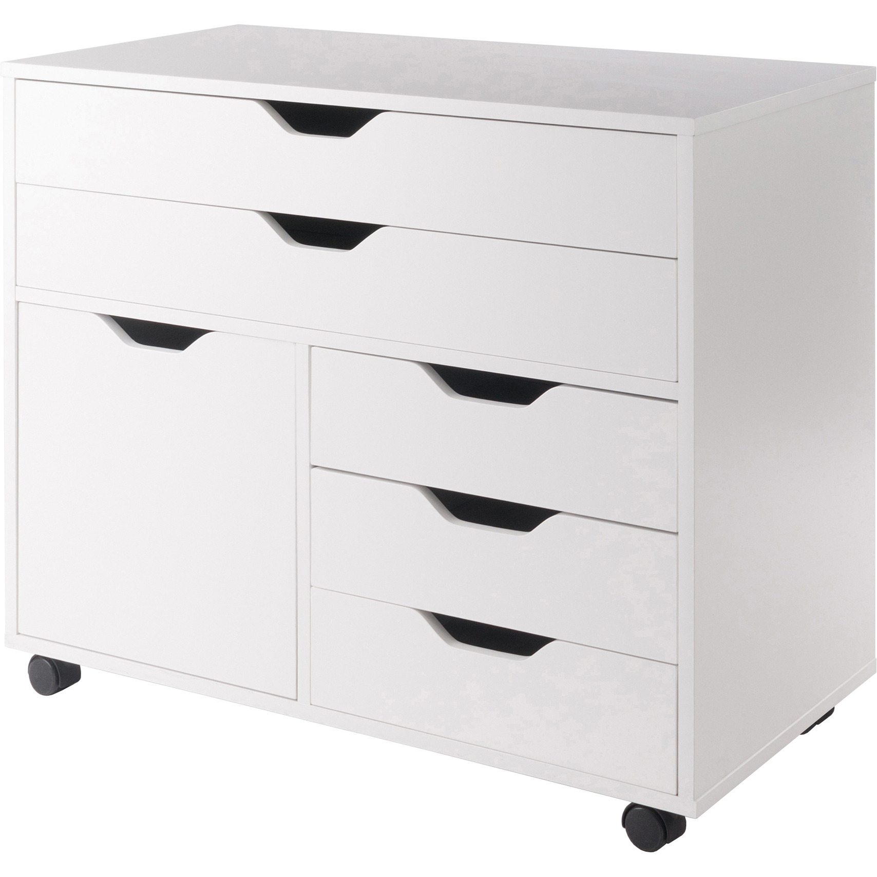 Halifax Wide Storage Cabinet, 3-Small And 2-Wide Drawers, White