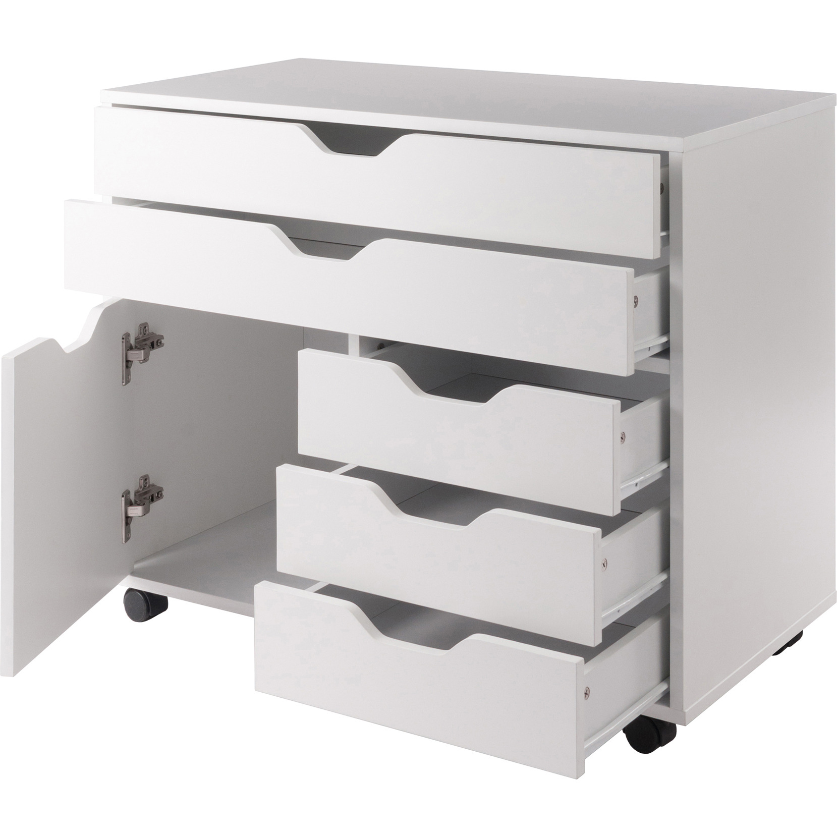 Halifax Wide Storage Cabinet, 3-Small And 2-Wide Drawers, White