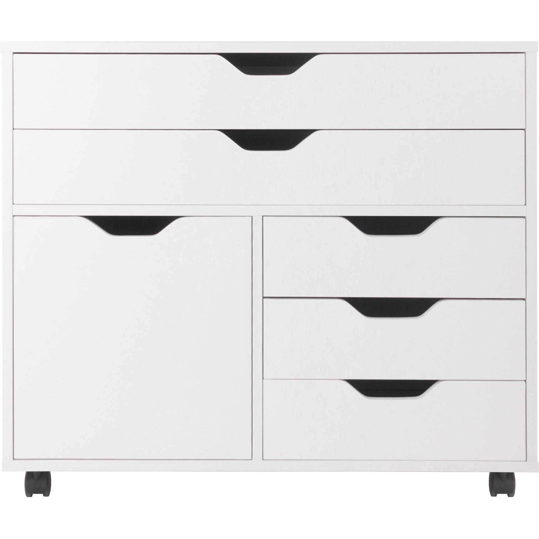 Halifax Wide Storage Cabinet, 3-Small And 2-Wide Drawers, White