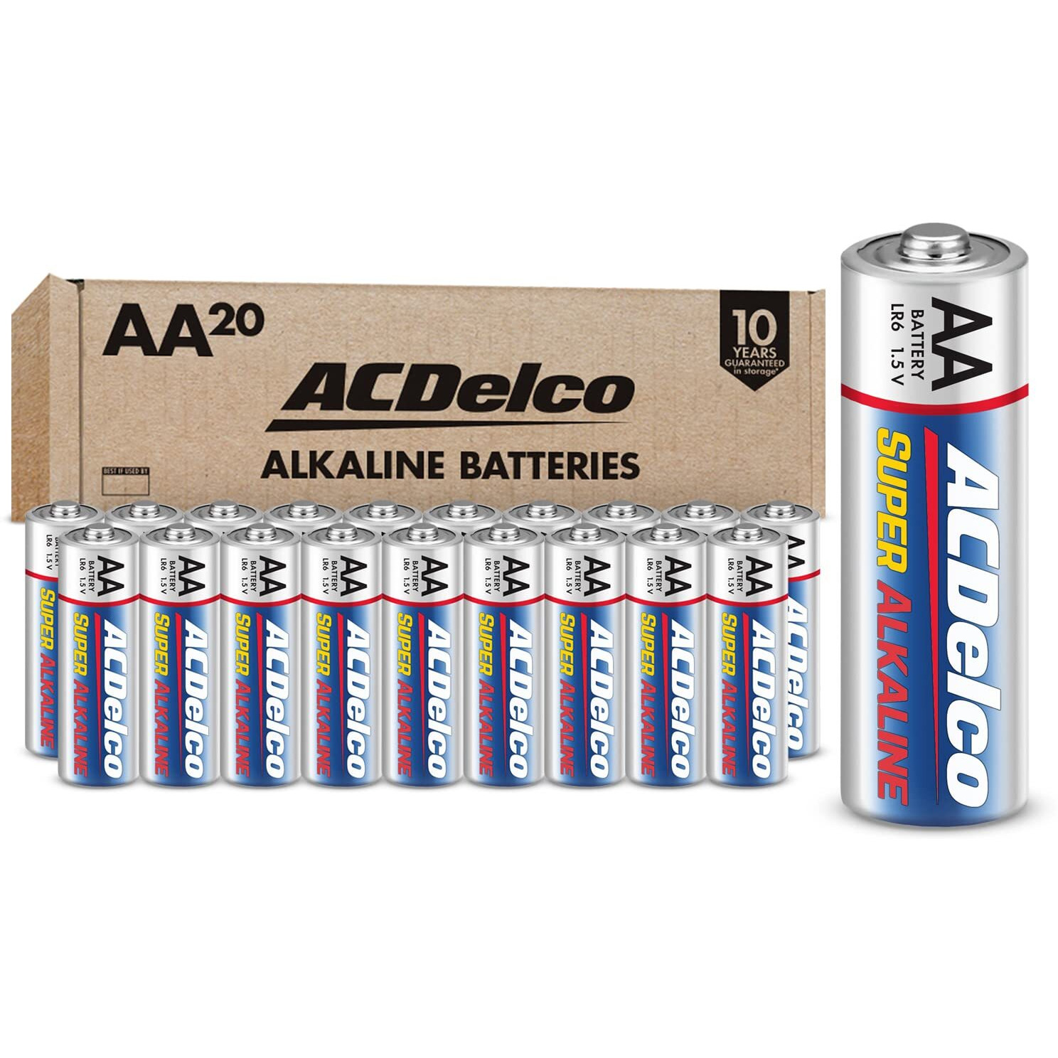 Acdelco 20-Count Aa Batteries, Maximum Power Super Alkaline Battery, 10-Year Shelf Life