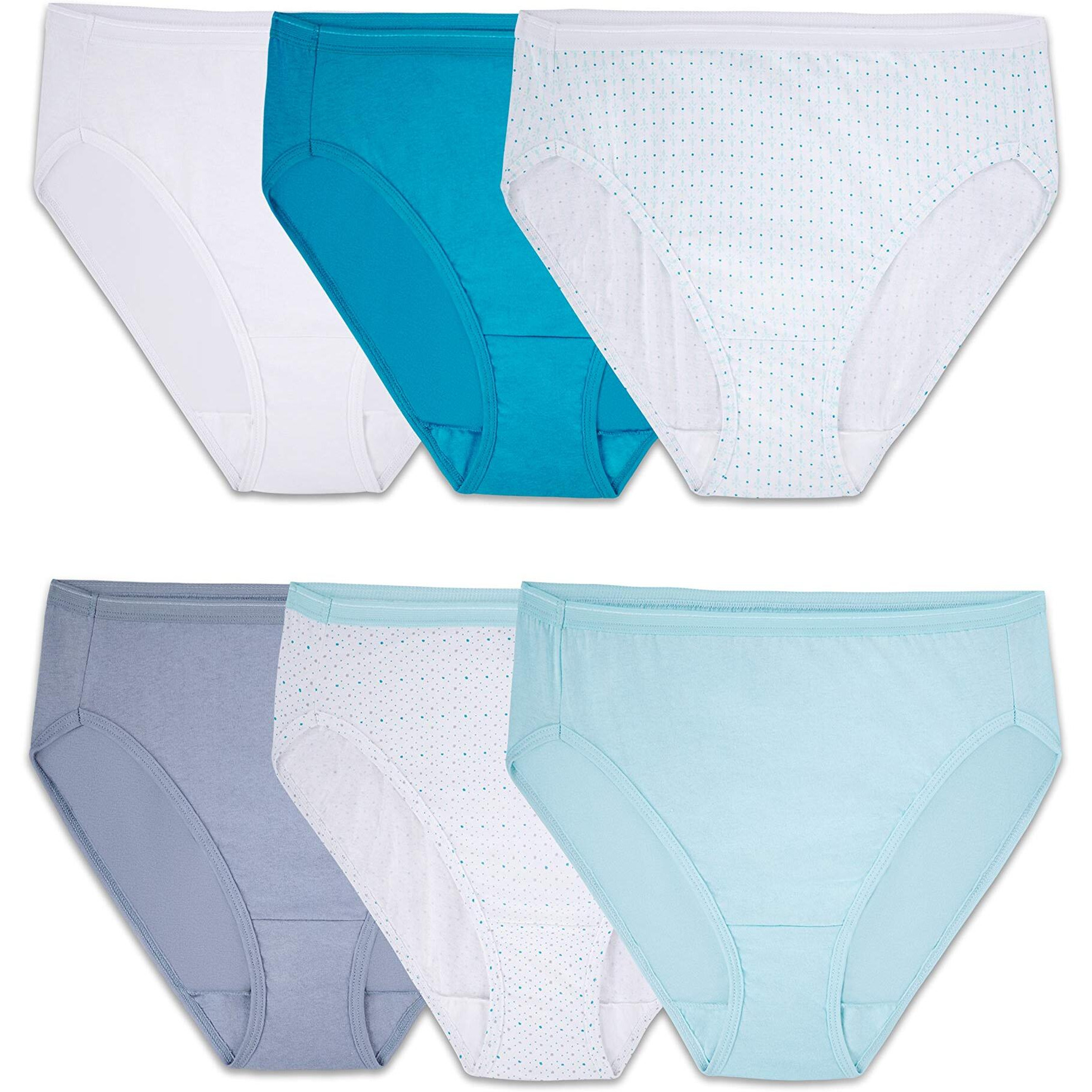 Fruit Of The Loom Womens Tag Free Cotton Hi Cut Panties (Regular & Plus Size) Briefs Underwear, 6 Pack - Assorted Colors, Us