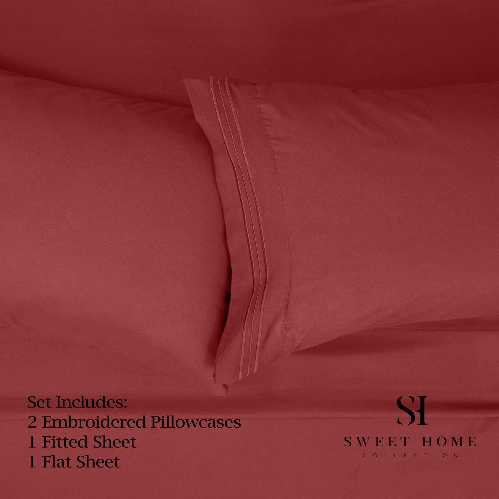 1500 Supreme Collection Full Sheet Sets Burgundy - Luxury Hotel Bed Sheets And Pillowcase Set For Full Mattress - Extra Soft, Elastic Corner Straps, Deep Pocket Sheets, Full Burgundy