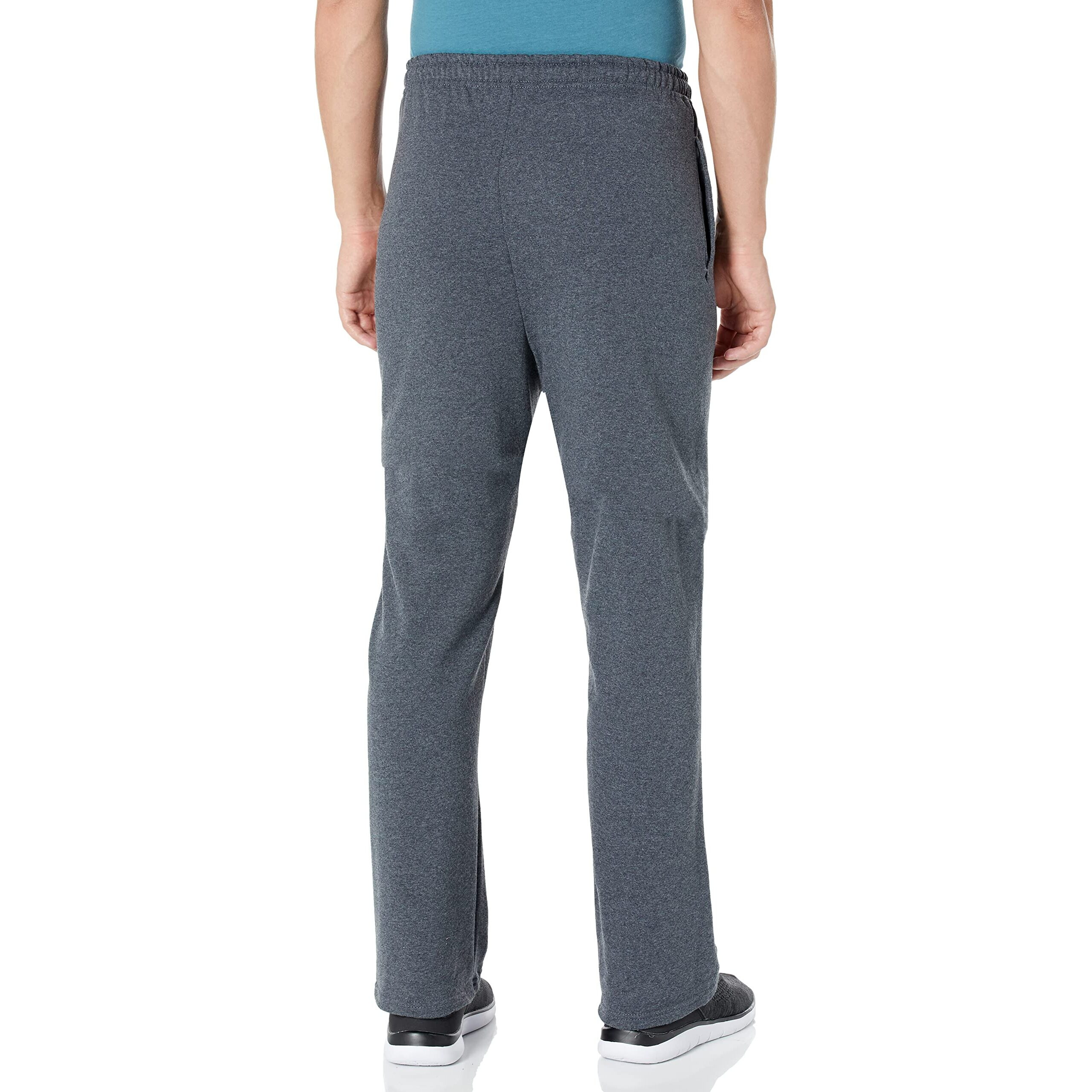 Jerzees Mens Fleece Sweatpants, Open Bottom - Black Heather, Large Us