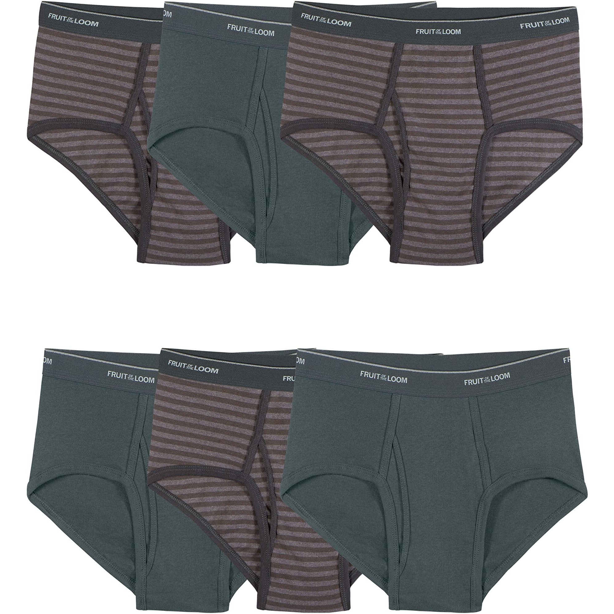 Fruit Of The Loom Men's Fashion Brief Assorted (Pack Of 6), Solids And Stripes, X-Large