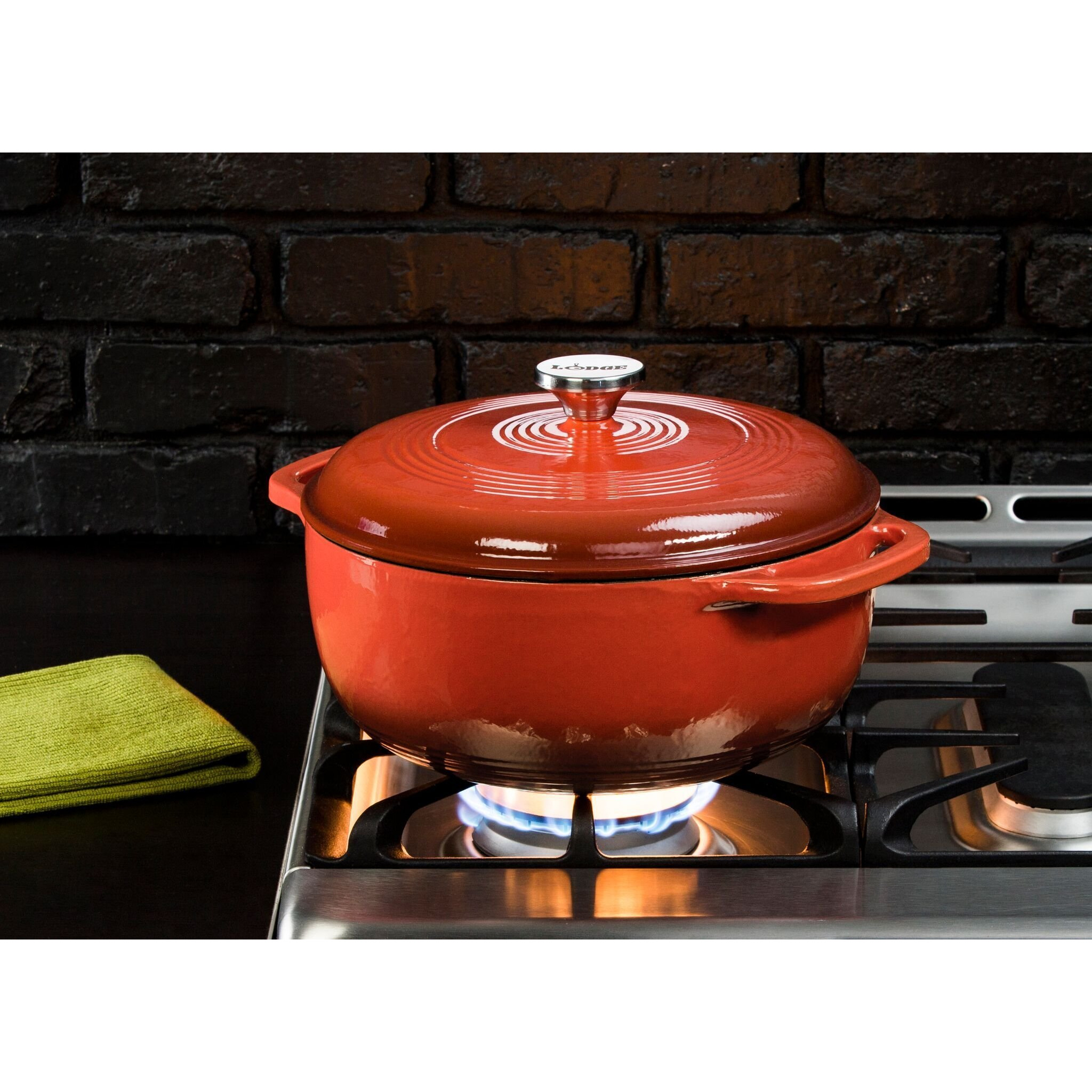Lodge Enameled Cast Iron Dutch Oven, 6 Qt, Poppy