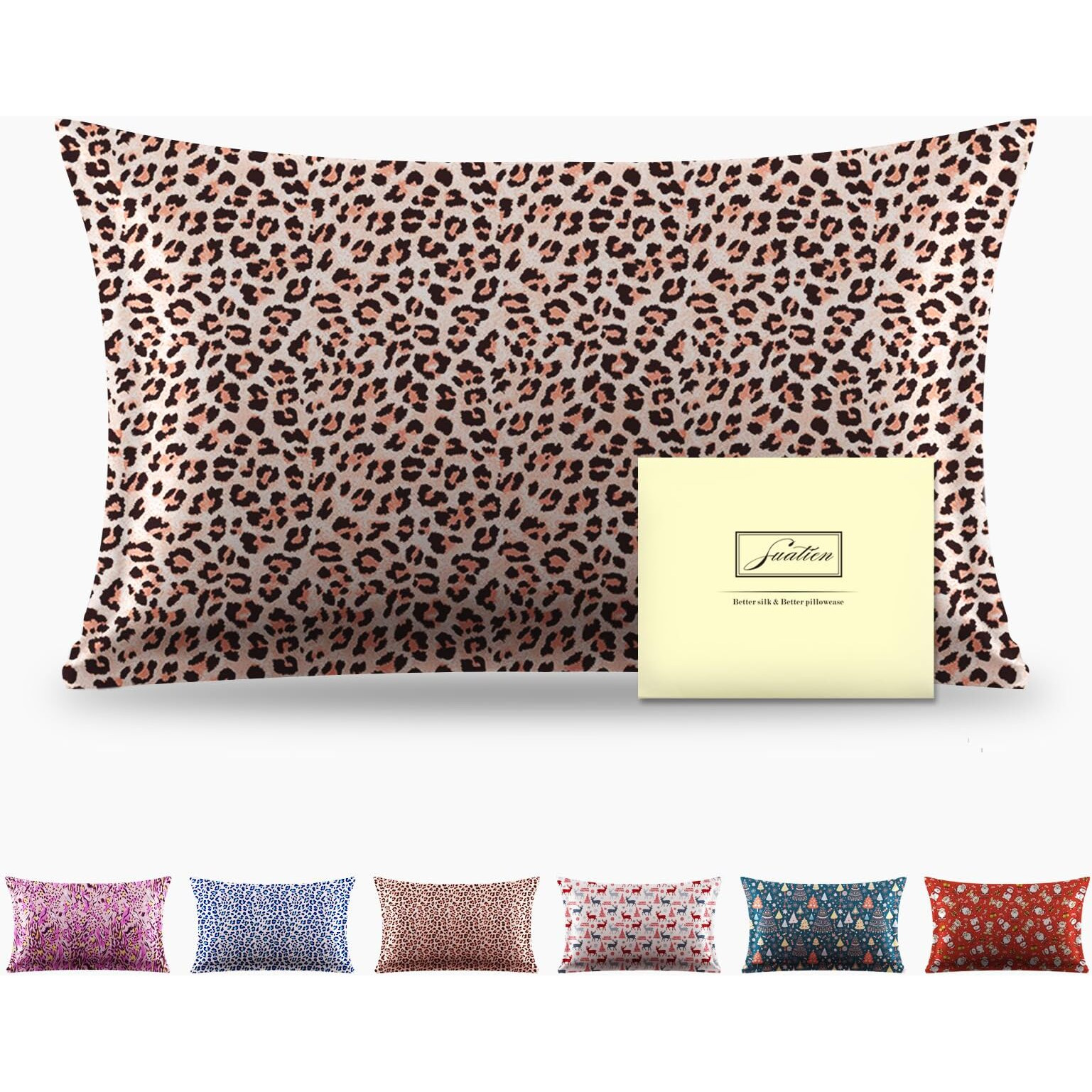 Mulberry Silk Pillowcase For Hair And Skin Queen Size Leopard Print Silk Pillow Cases With Zipper Soft Breathable Smooth Cooling Silk Pillow Covers For Sleeping (Taupe Leopard,20 "&quotX 30 "",1Pcs)