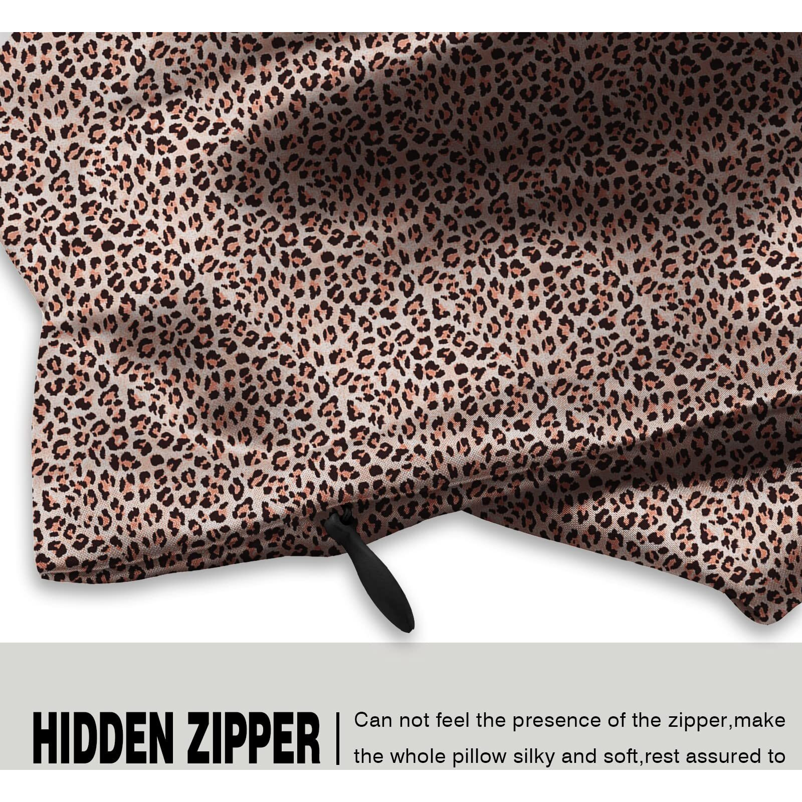 Mulberry Silk Pillowcase For Hair And Skin Queen Size Leopard Print Silk Pillow Cases With Zipper Soft Breathable Smooth Cooling Silk Pillow Covers For Sleeping (Taupe Leopard,20 "&quotX 30 "",1Pcs)
