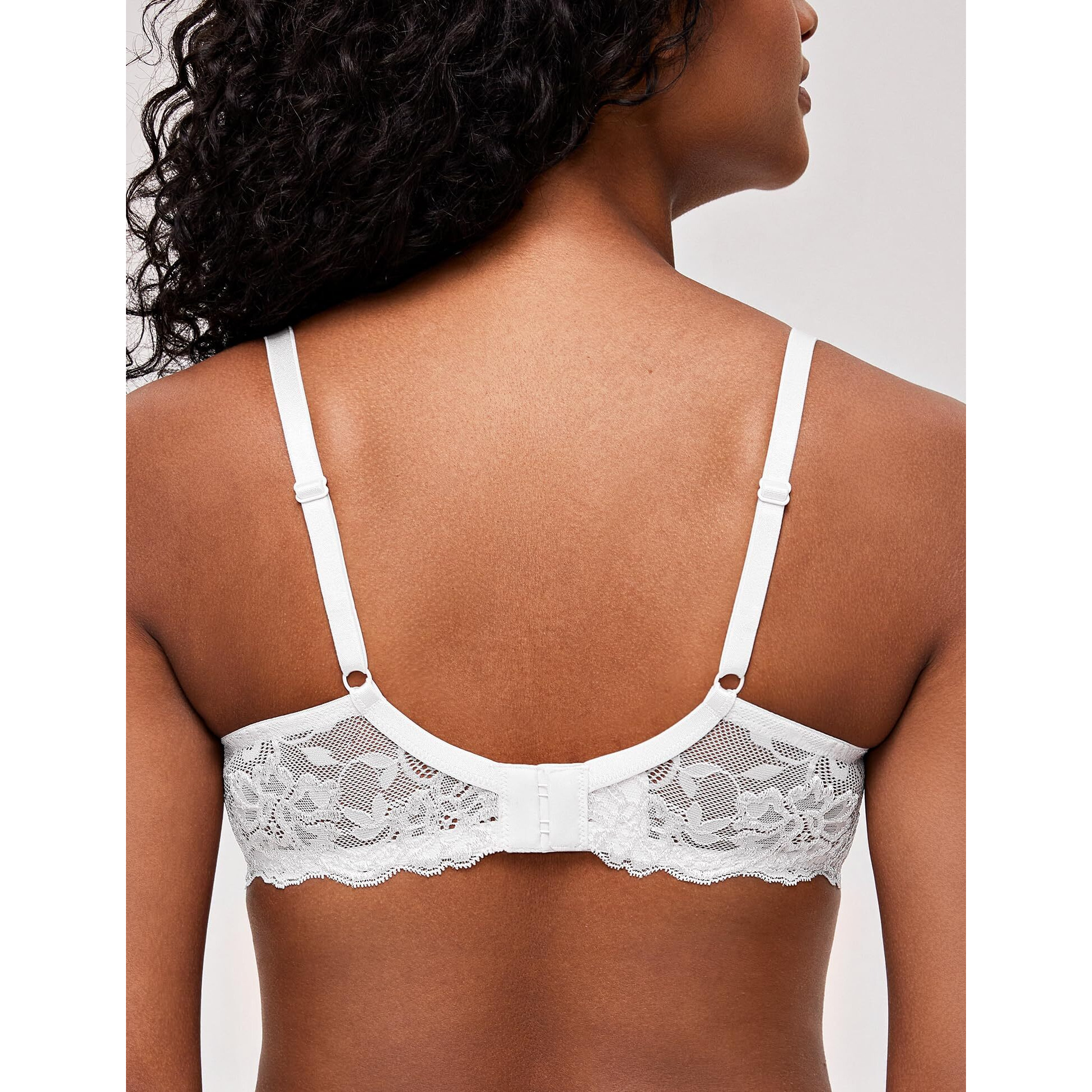 Deyllo Womens Push Up Lace Bra Comfort Padded Underwire Bra Lift Up Add One Cup(White,38D)