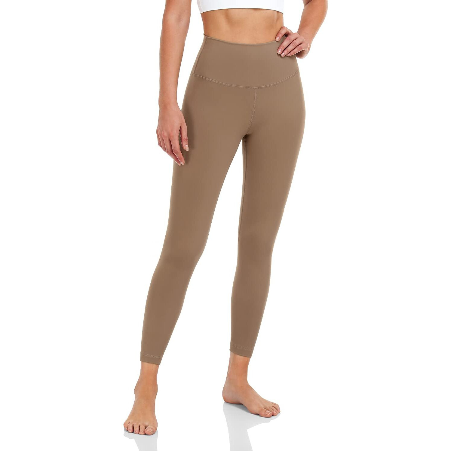 Heynuts Pure&Plain 7/8 High Waisted Leggings For Women, Athletic Compression Tummy Control Workout Yoga Pants 25 ' ' Dark Carbon Dust Xs(0/2)