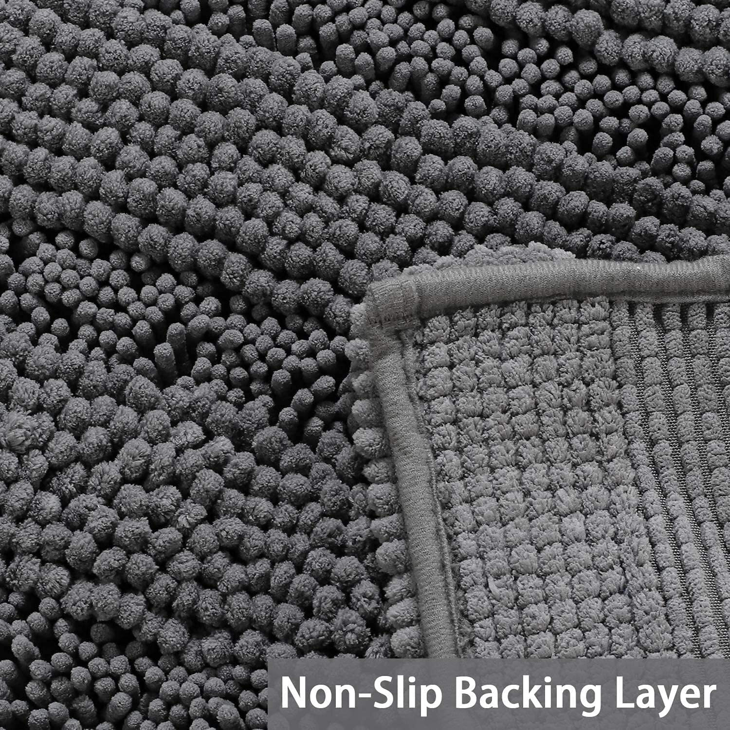 Turquoize Bathroom Rugs And Mats 1-Piece Bath Mat Set Non Slip Bath Mats For Tub Extra Soft And Absorbent Gray Shaggy Rugs For Bedroom Machine Washable Bath Mats, 17 "&quotX 24 "", Gray
