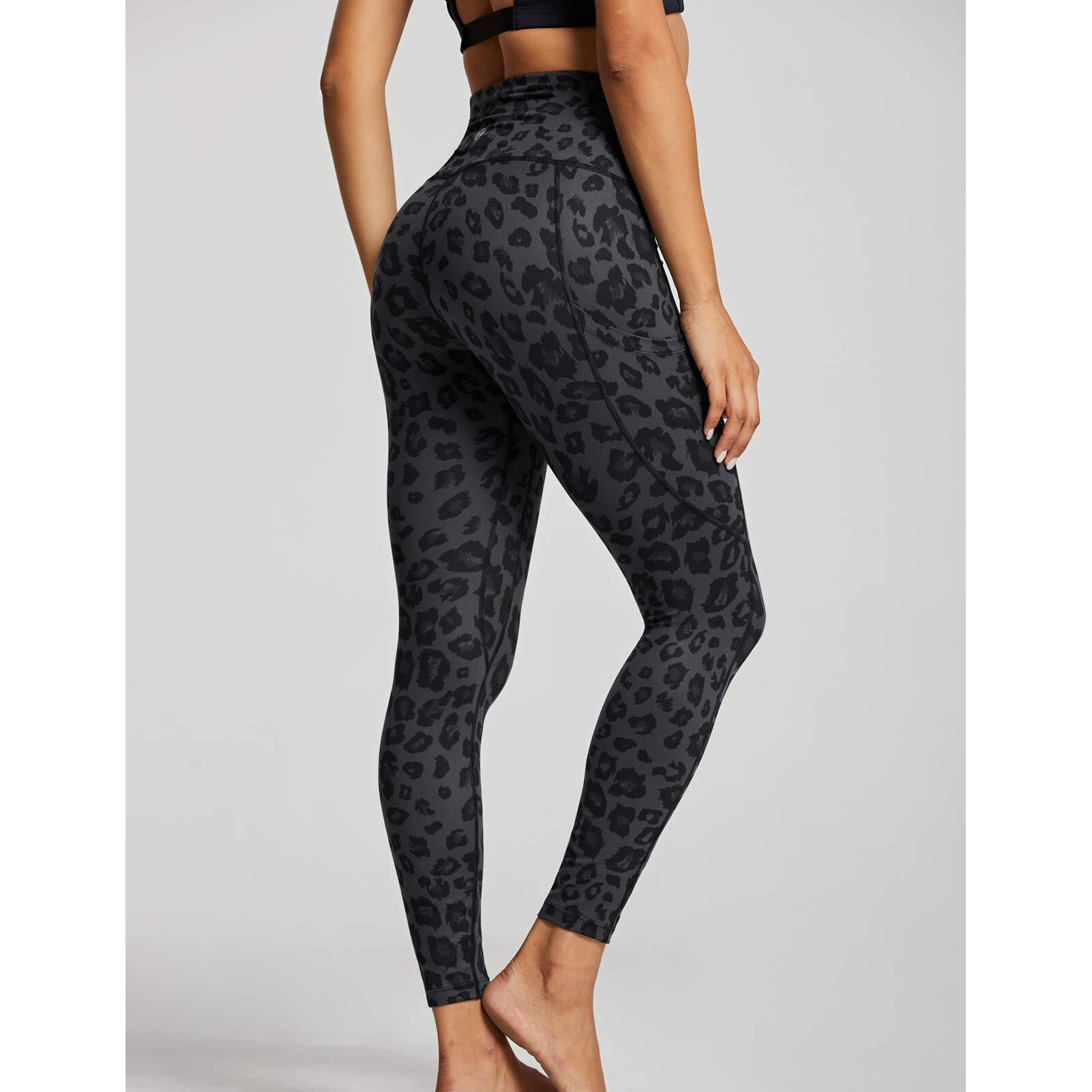 Zuty 7/8 Workout Leggings For Women High Waisted Leggings With Pockets Squat Proof Yoga Ankle Leggings Plus Size 25 "" Black Leopard 5Xl