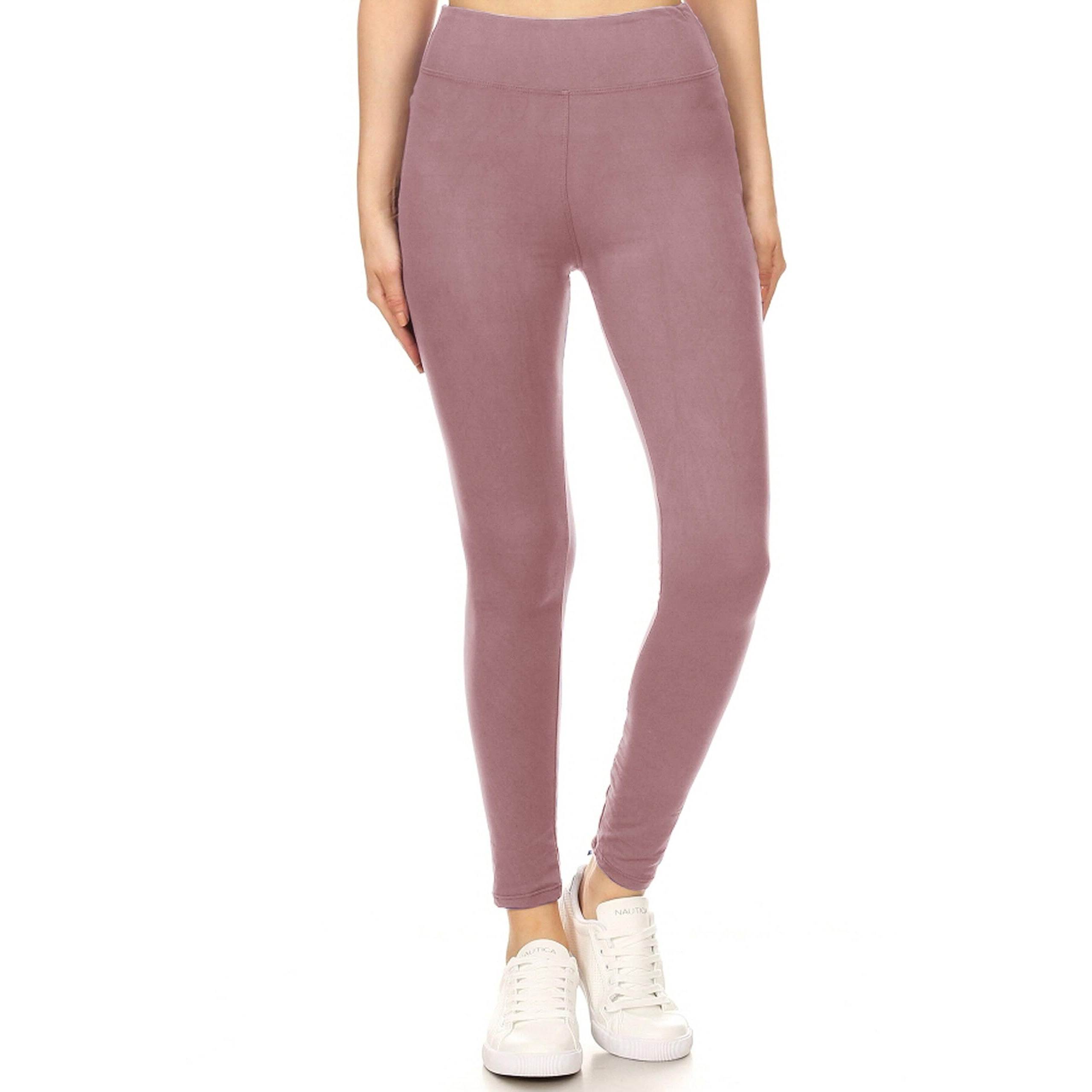 Leggings Depot Women 's 3 "" Waistband Yoga High Waisted Solid Leggings Pants (Full Length, Mauve, Plus Size)