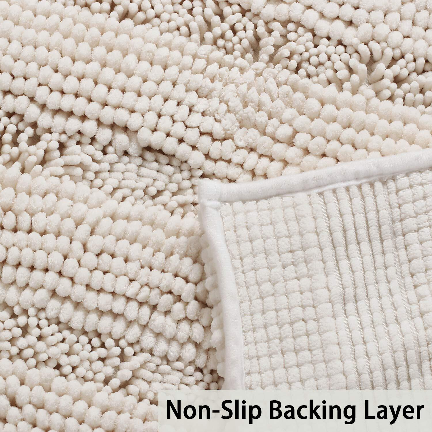 Turquoize Non Slip Shaggy Chenille Microfibers Bathroom Rug Ivory Bathroom Mat Extra Long Bath Rug 59 X 20 Kitchen Rugs And Mats, Super Water Absorbent & Soft Washable Bath Rug For Bathroom, Ivory