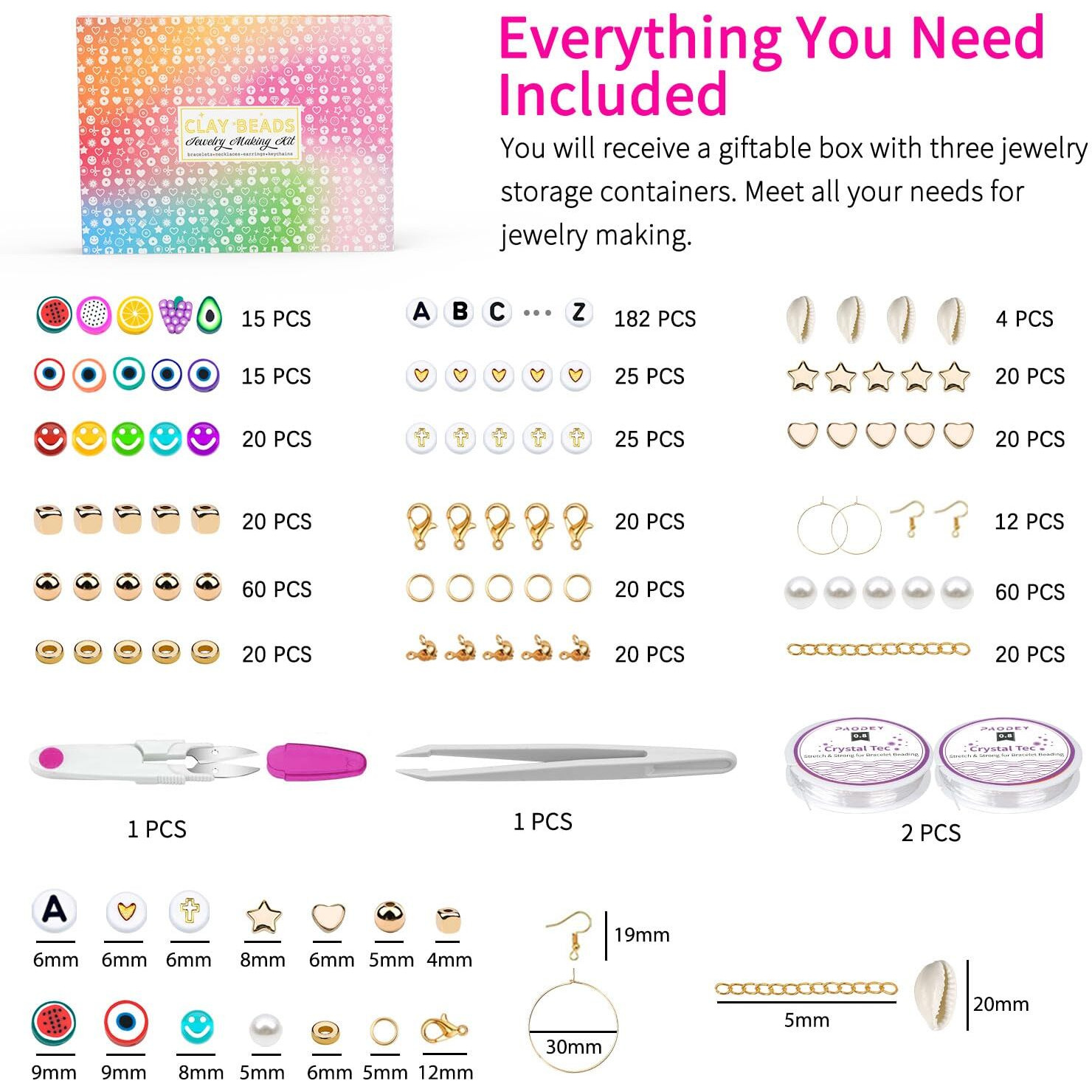 Paodey Bracelet Making Kit 12000 Pcs Clay Beads, 48 Colors 3 Boxes Friendship Bracelet Kit, Polymer Spacer Beads For Bracelets With Elastic Strings, Crafts Gift For Kids Teen