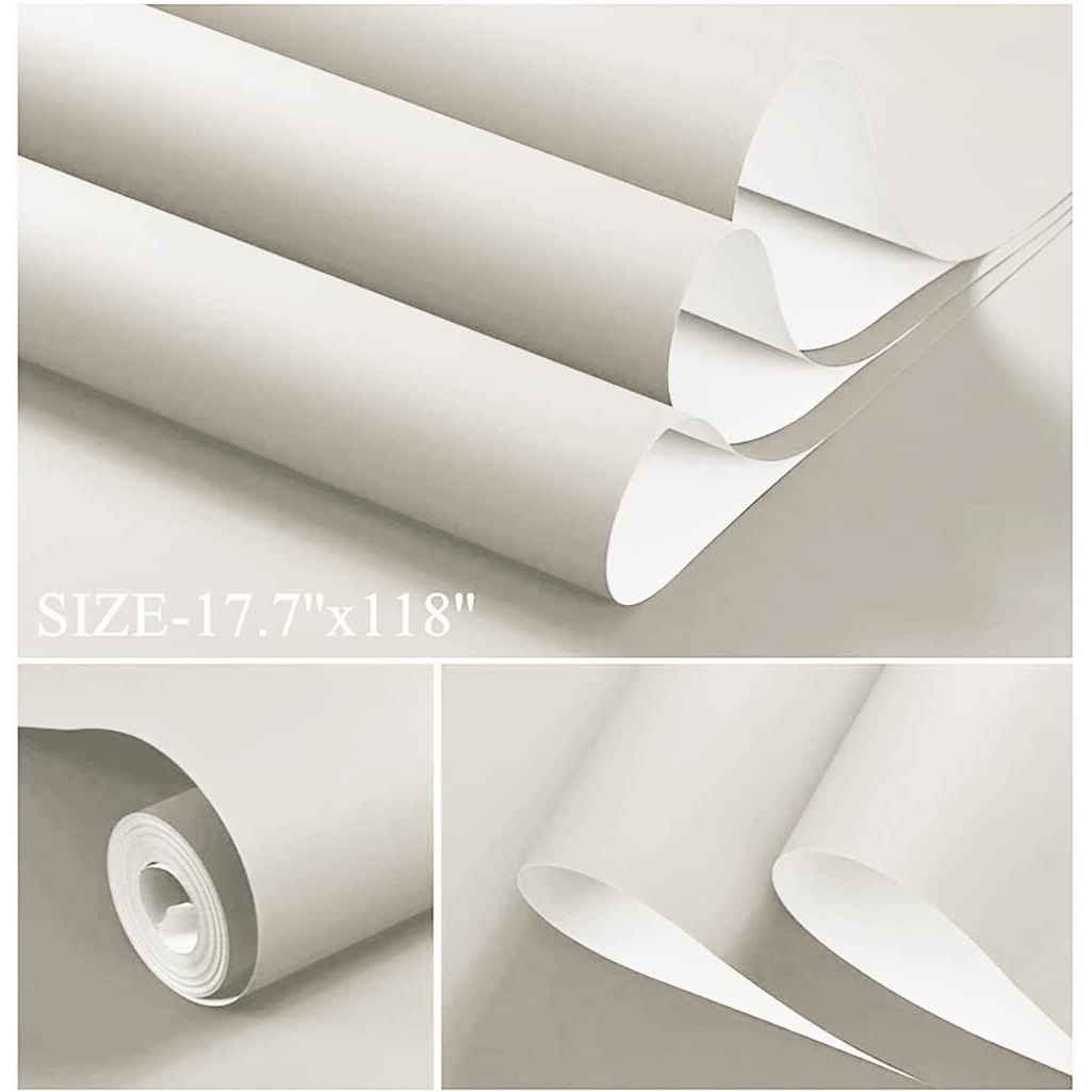 Dimoon 236 ' 'X17.7 ' ' White Peel And Stick Wallpaper Contact Paper Modern Self Adhesive Wall Paper Removable Renter Friendly Textured Solid Color Shelf Cabinet Vinyl Roll (236 ' 'X17.7 ' ',Off-White)
