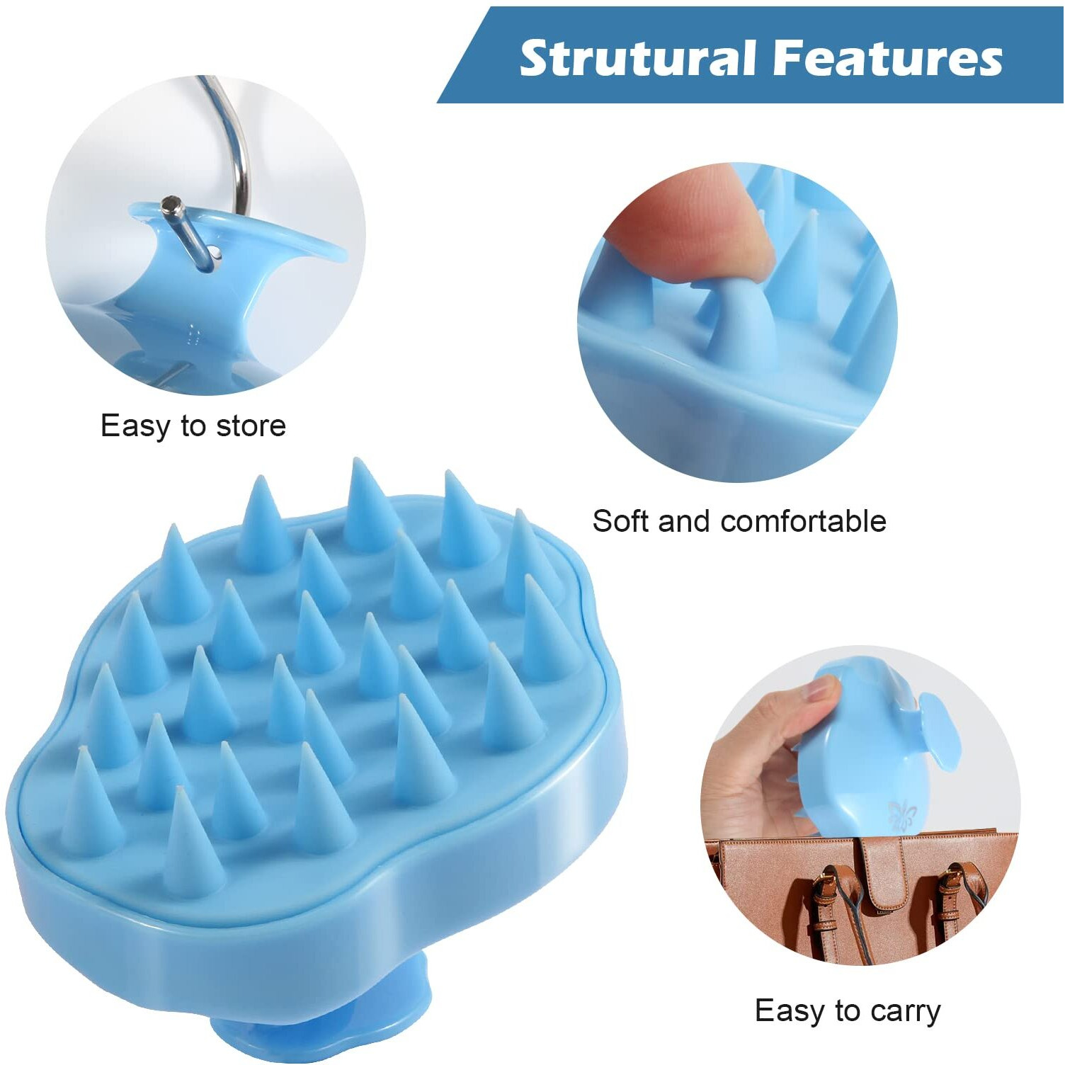 Urtheone Hair Scalp Massager Shampoo Brush,Soft Silicone Hair Brush For Wet Dry Oily Curly Straight Thick Thin Rough Long Short Natural Men Women Kids Pets Hair Care Tools(Sky Blue)