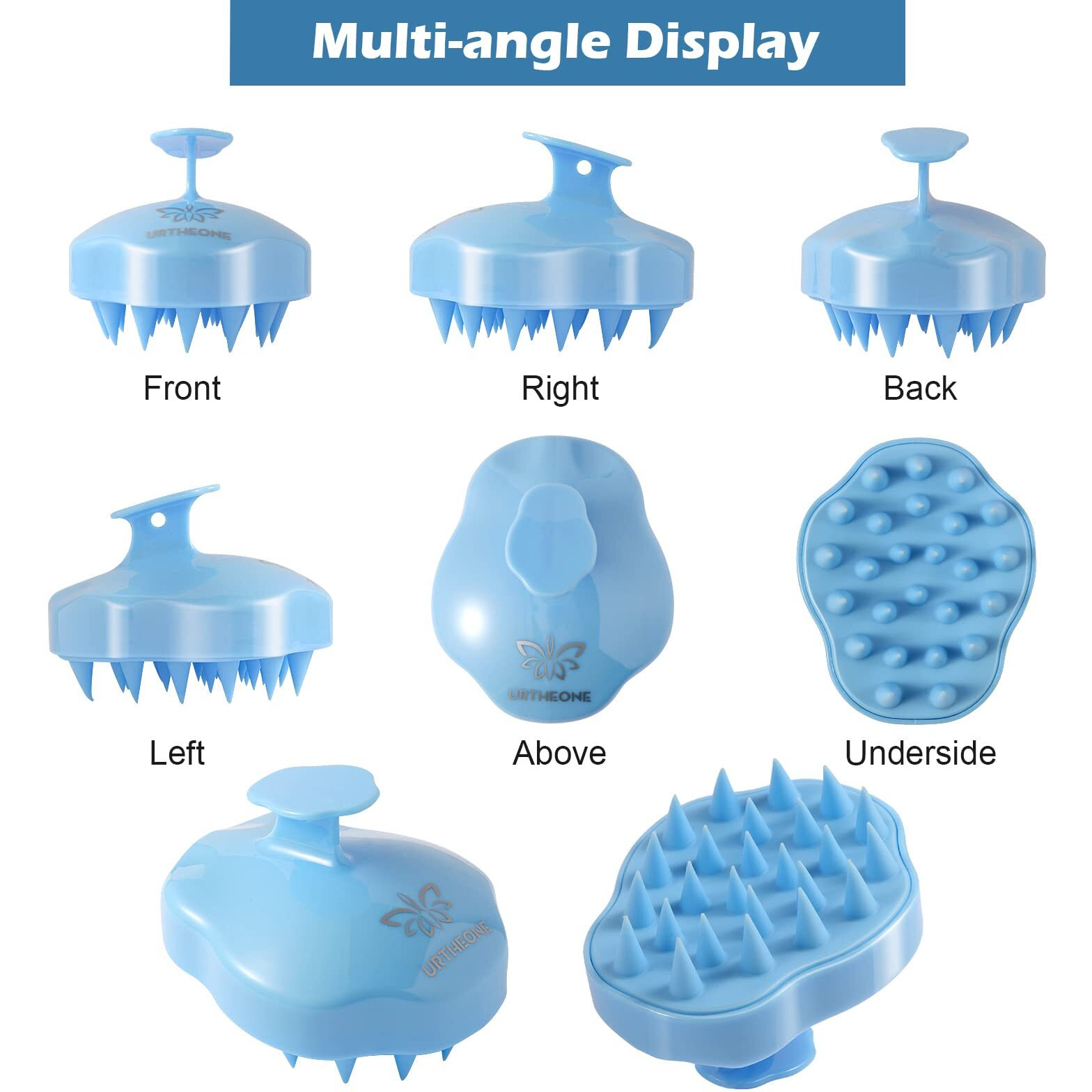 Urtheone Hair Scalp Massager Shampoo Brush,Soft Silicone Hair Brush For Wet Dry Oily Curly Straight Thick Thin Rough Long Short Natural Men Women Kids Pets Hair Care Tools(Sky Blue)