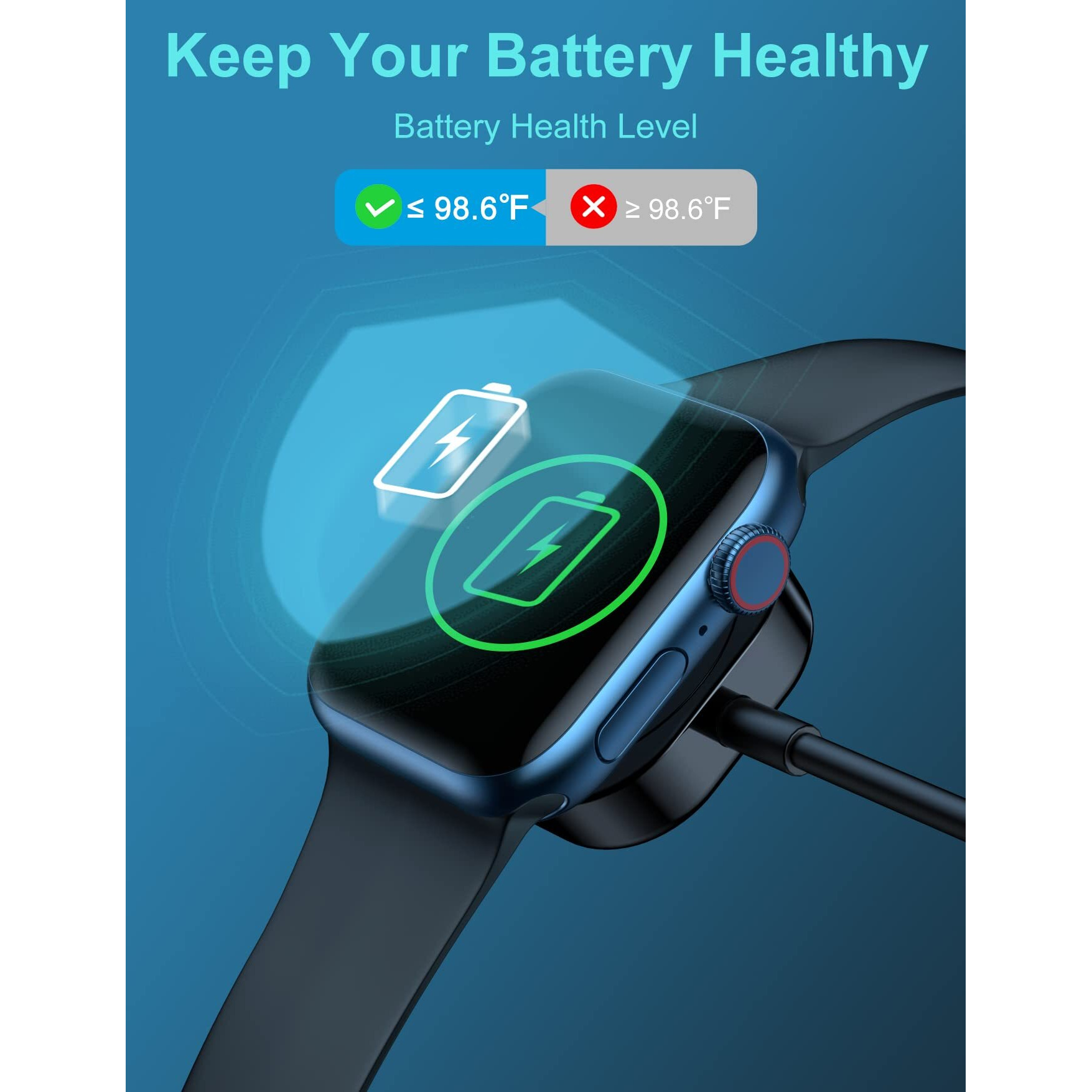 Comvin For Apple Watch Charger, Compatible With Apple Watch Charger Series 9 8 7 6 5 4 3 2 Se Ultra, Magnetic Charging Cable For Iwatch Charger - 5Ft/1.5M, Black