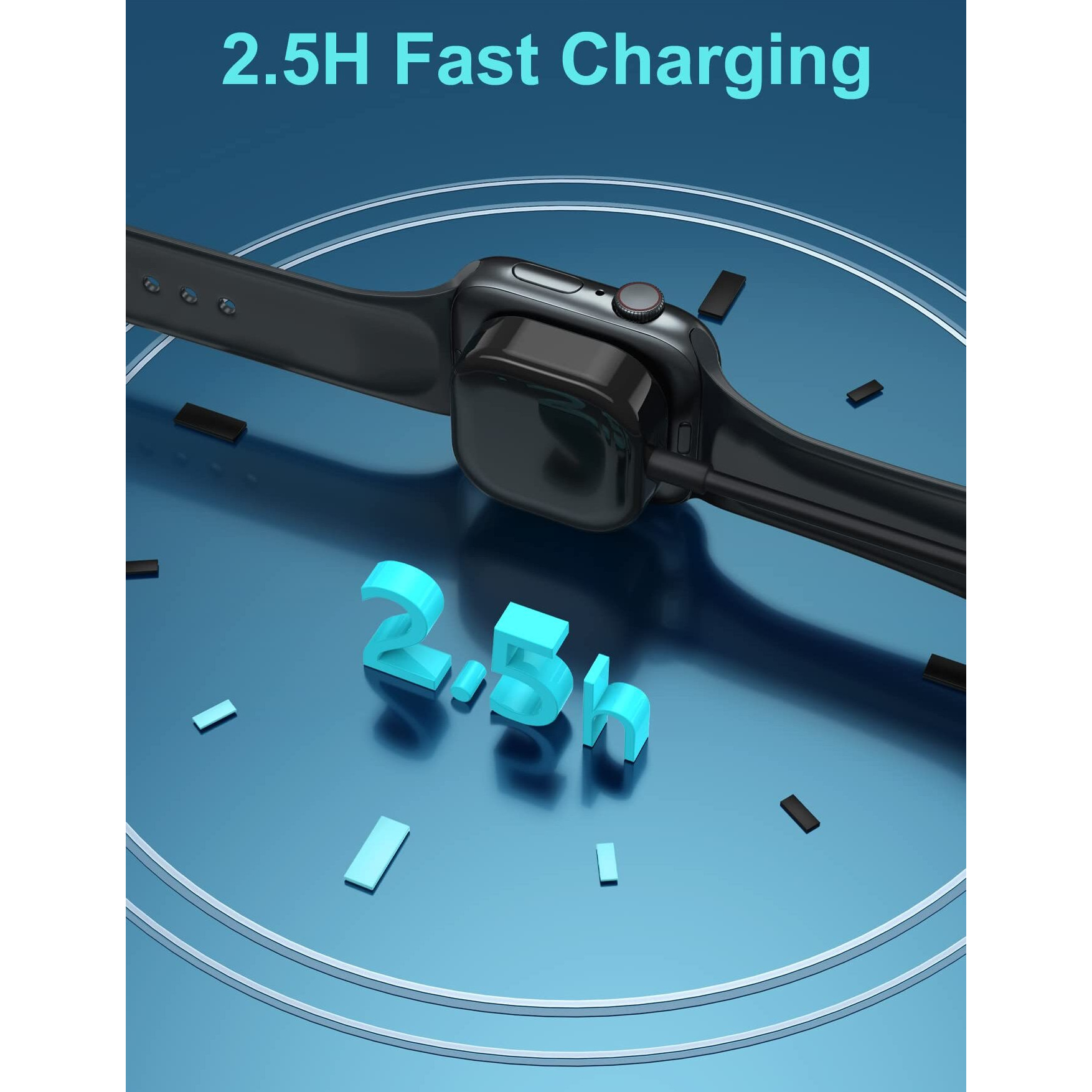 Comvin For Apple Watch Charger, Compatible With Apple Watch Charger Series 9 8 7 6 5 4 3 2 Se Ultra, Magnetic Charging Cable For Iwatch Charger - 5Ft/1.5M, Black