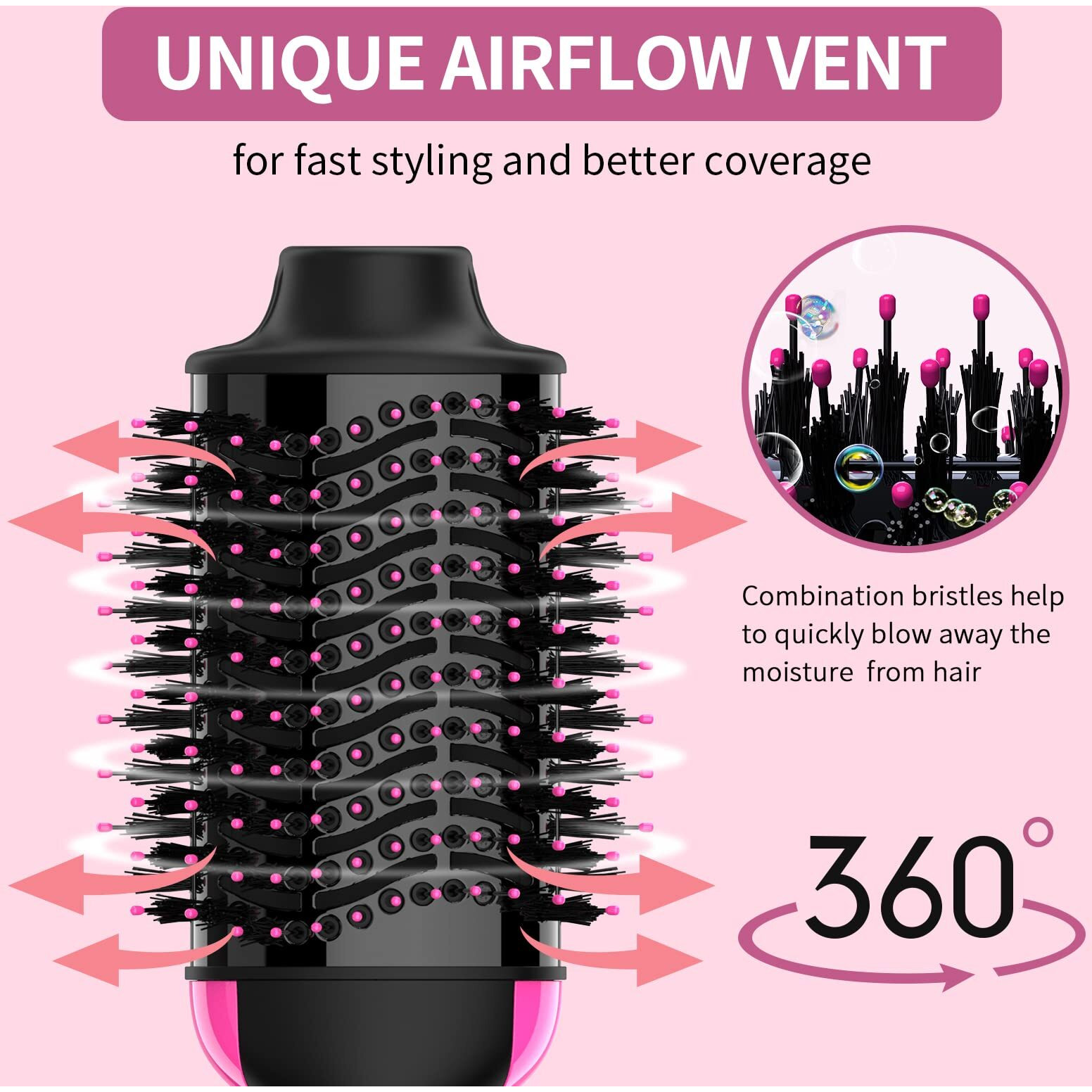 Hair Dryer Brush Blow Dryer Brush In One, Upgraded 4 In 1 Hair Dryer And Styler Volumizer With Negative Ion Anti-Frizz Ceramic Titanium Barrel Hot Air Brush Hair Straightener Brush