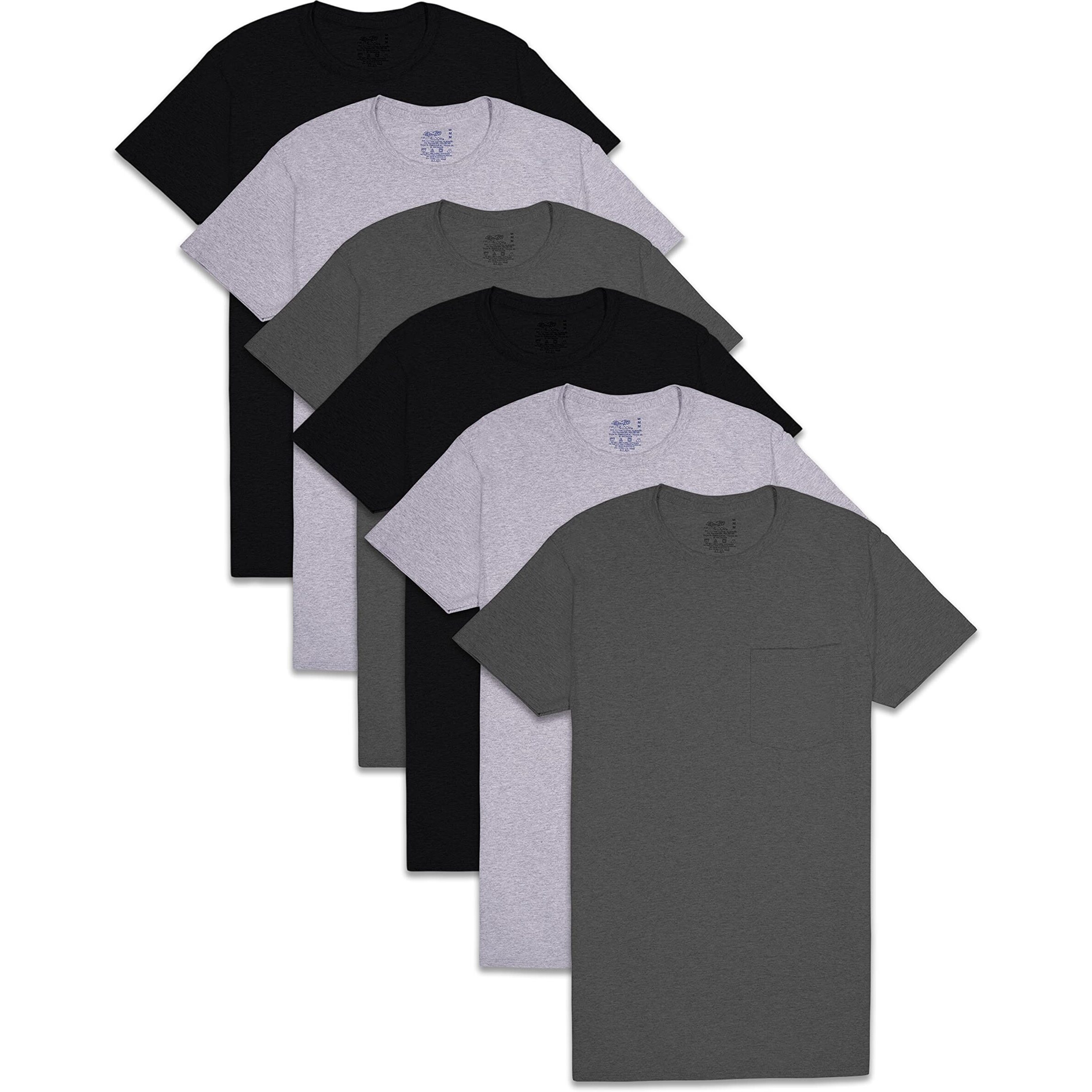 Fruit Of The Loom Men's Pocket T-Shirt Multipack, 6 Pack - Assorted Colors, Medium