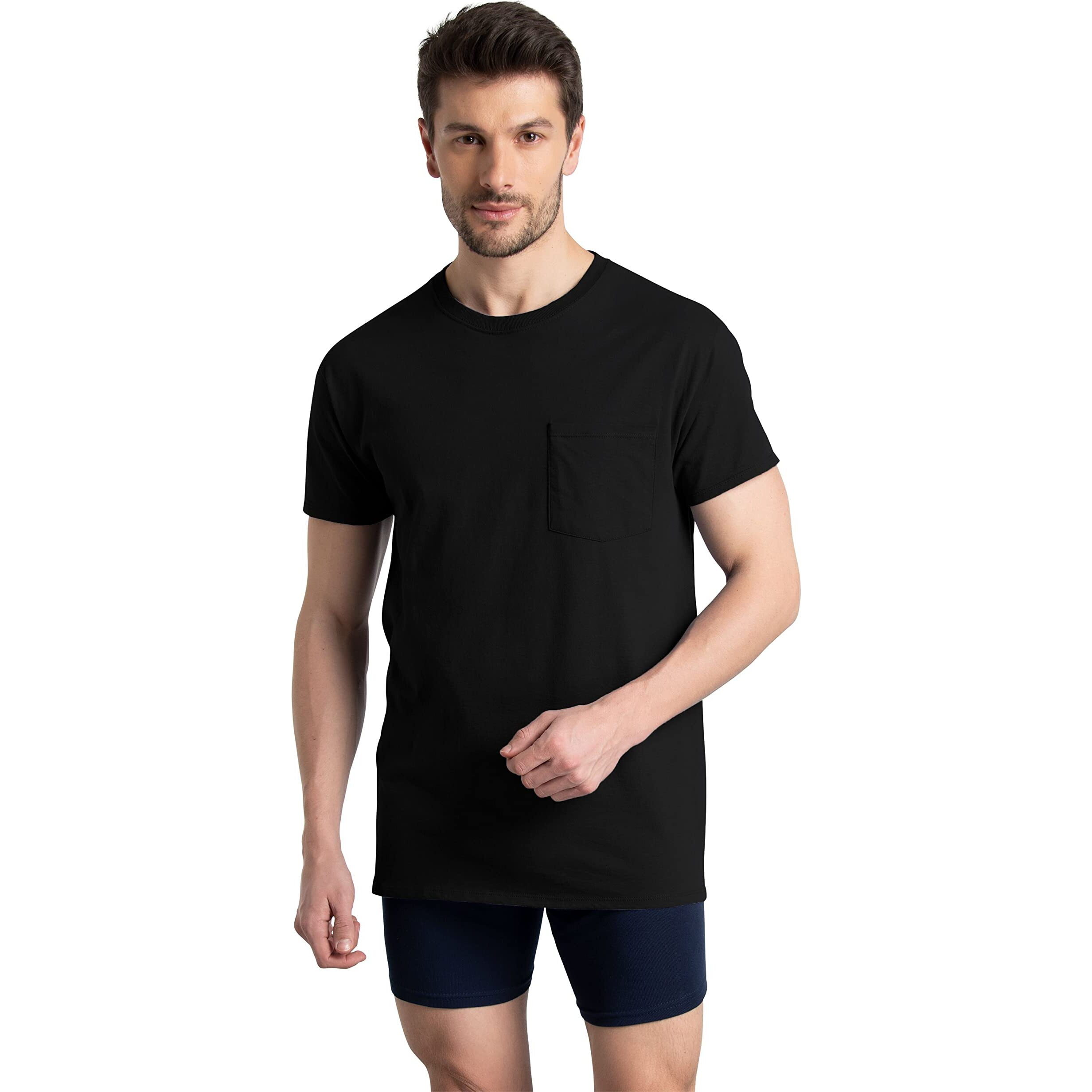 Fruit Of The Loom Men's Pocket T-Shirt Multipack, 6 Pack - Assorted Colors, Medium