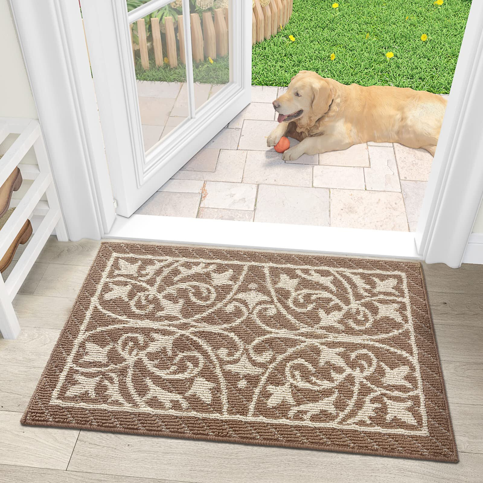 Dexi Door Mat Indoor Rugs For Entryway Floor Mats Inside Doormat Front Entrance Rug Entry Non Slip Washable,23.5"&quotX35.5"",Brown