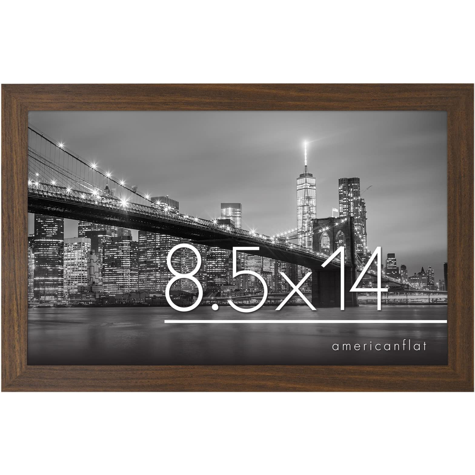 Americanflat 8.5X14 Picture Frame In Walnut - Engineered Wood With Shatter Resistant Glass - Horizontal And Vertical Formats For Wall