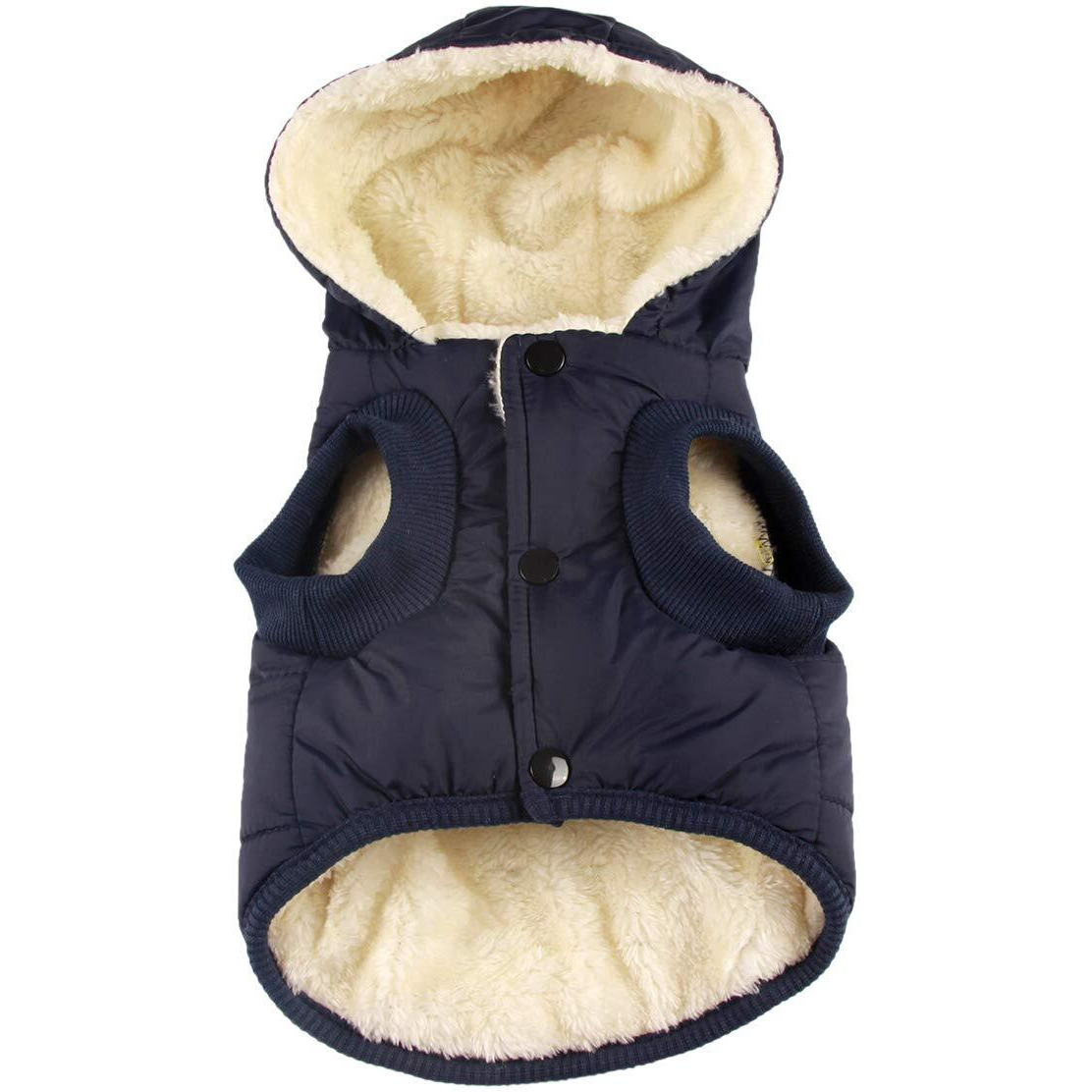 Vecomfy Fleece Lining Extra Warm Dog Hoodie In Winter For Small Dogs Jacket Puppy Coats With Hooded,Blue M