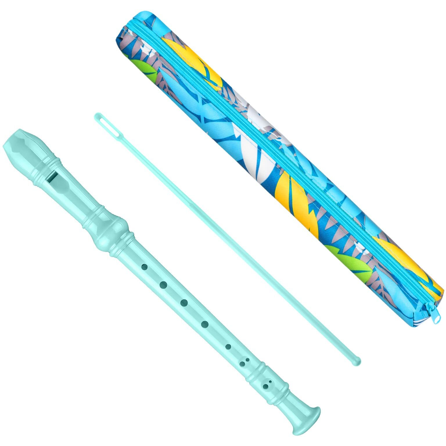 Descant Soprano Recorder Music Recorder Instrument For Kids Flute Kids Recorder With Cleaning Rod + Case Bag (Lake Green)