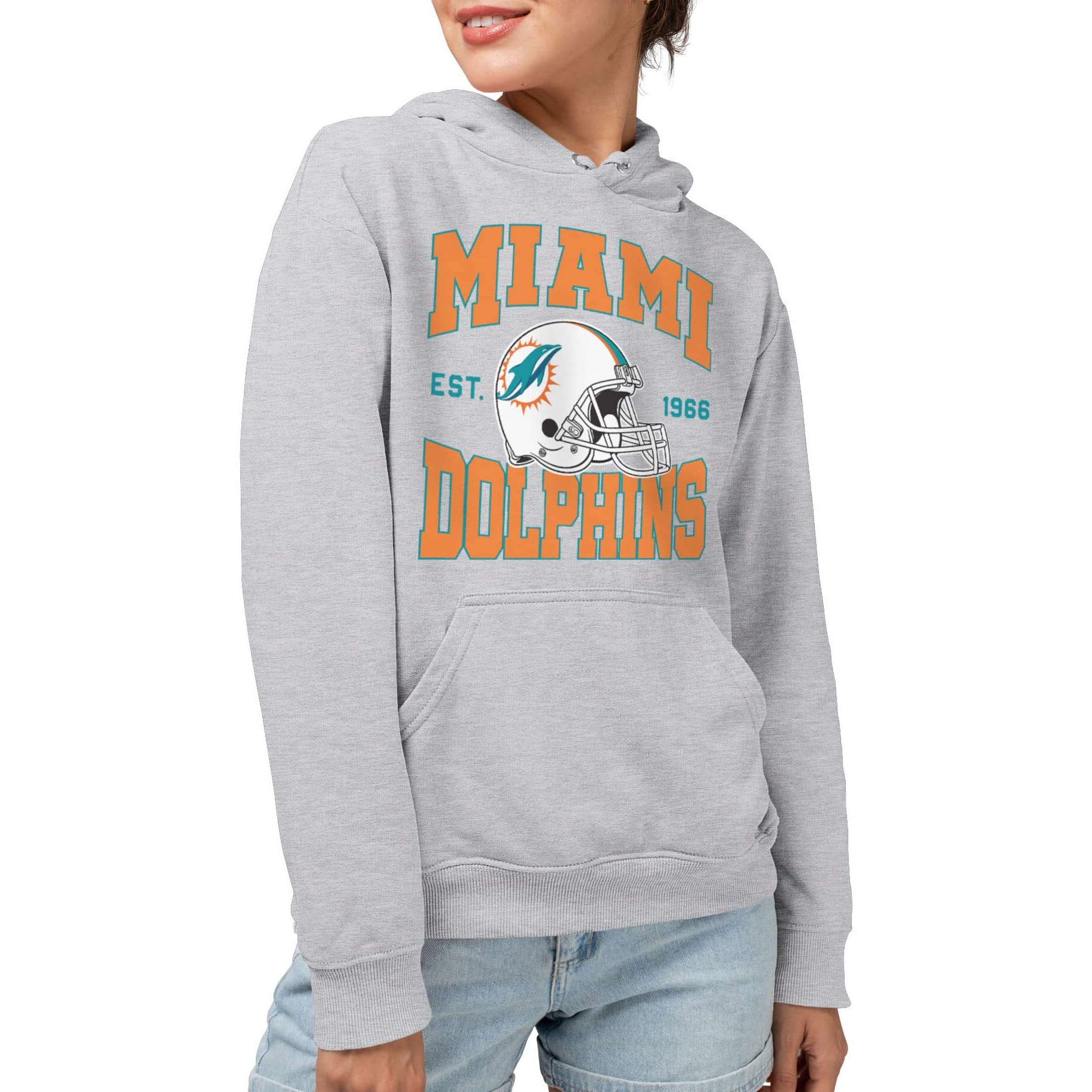 Junk Food Clothing X Nfl - Miami Dolphins - Team Helmet - Adult Pullover Hooded Sweatshirt For Men And Women - Size 2 X-Large