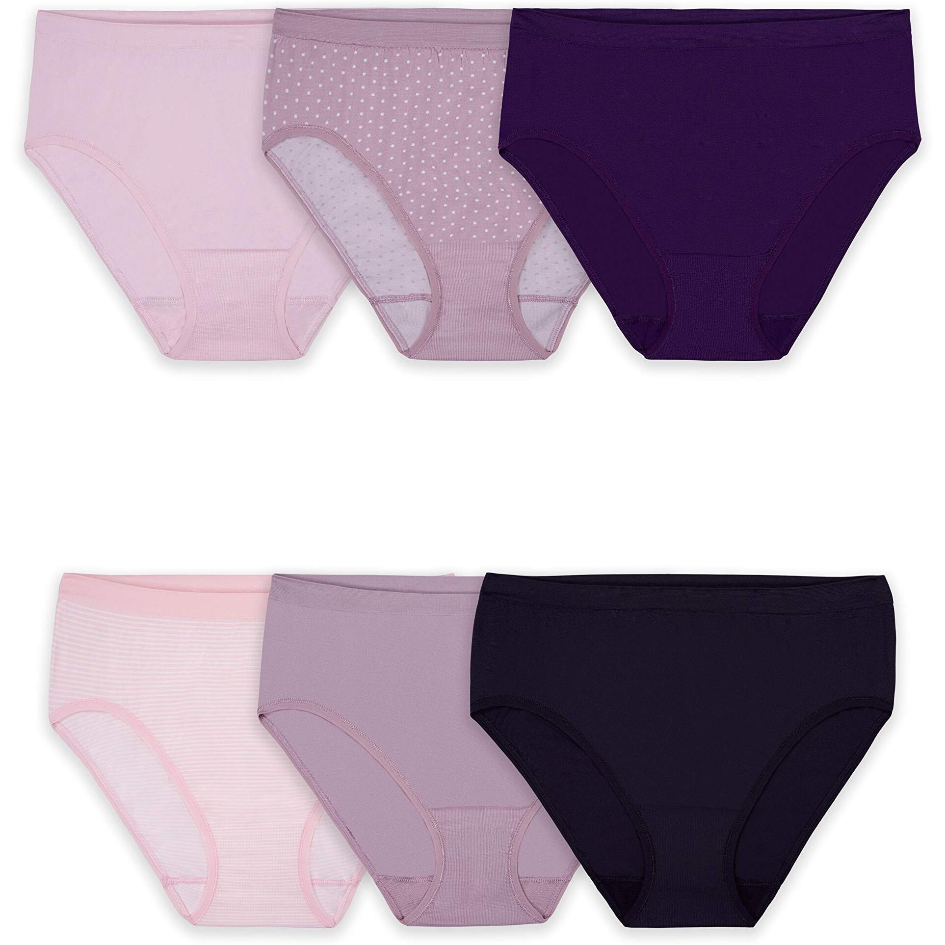 Fruit Of The Loom Womens Seamless Panties Briefs, Hi Cut - Assorted Colors, 8 Us, (Pack Of 6)