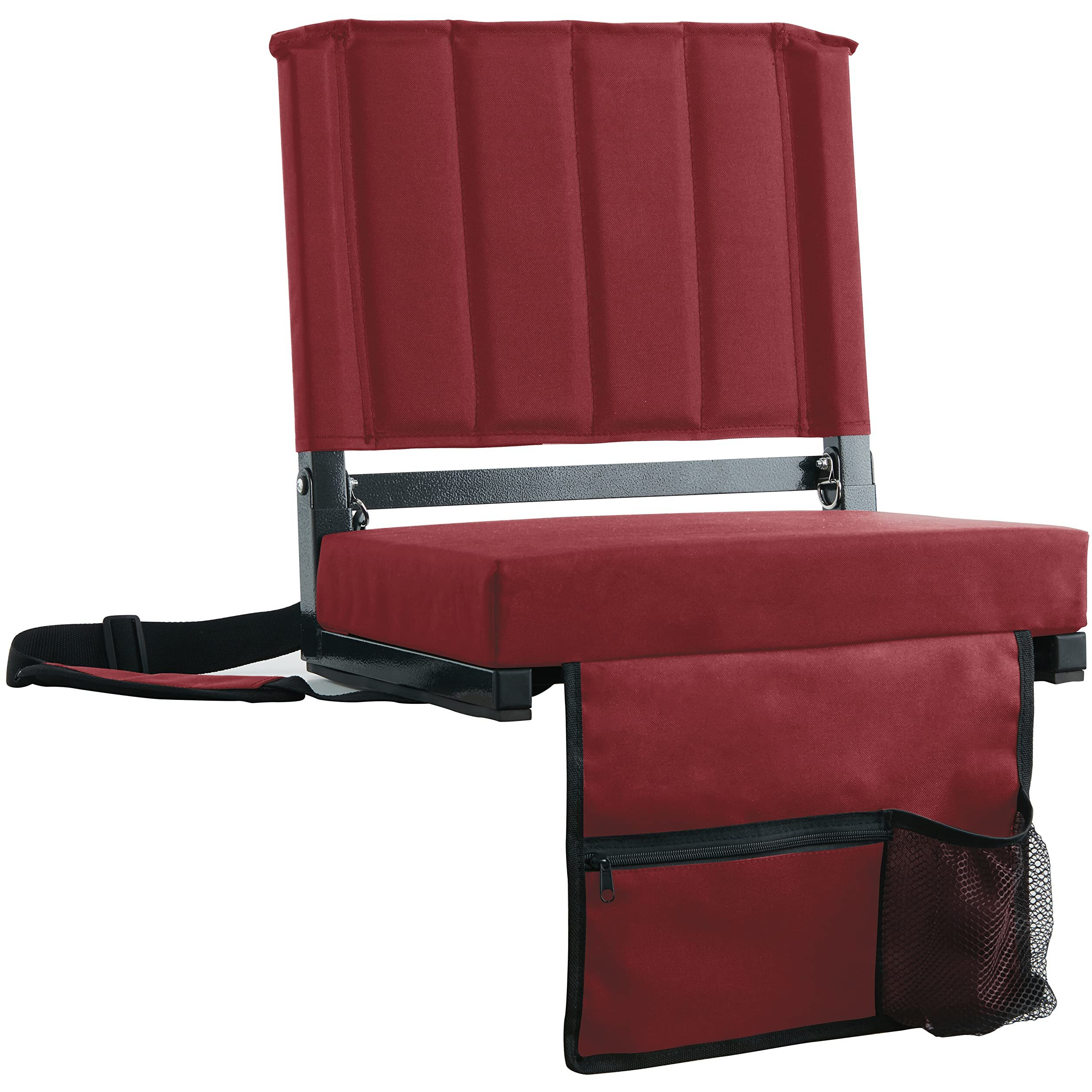 Sport Beats Stadium Seat For Bleachers With Back Support And Wide Padded Cushion Stadium Chair - Includes Shoulder Strap And Cup Holder