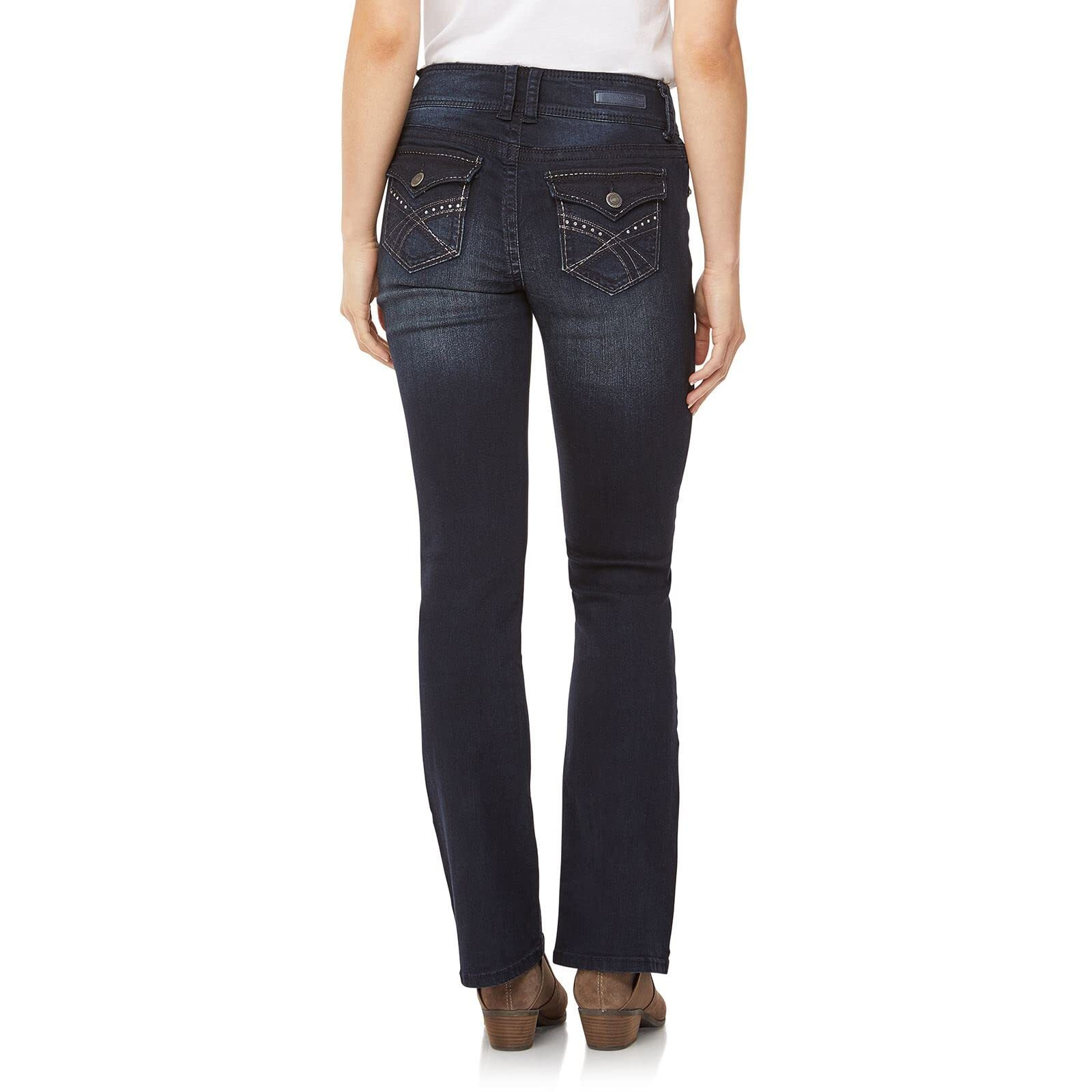 Wallflower Women's Luscious Curvy Bootcut Mid-Rise Insta Stretch Juniors Jeans (Standard And Plus), Blackberry, 7 Short