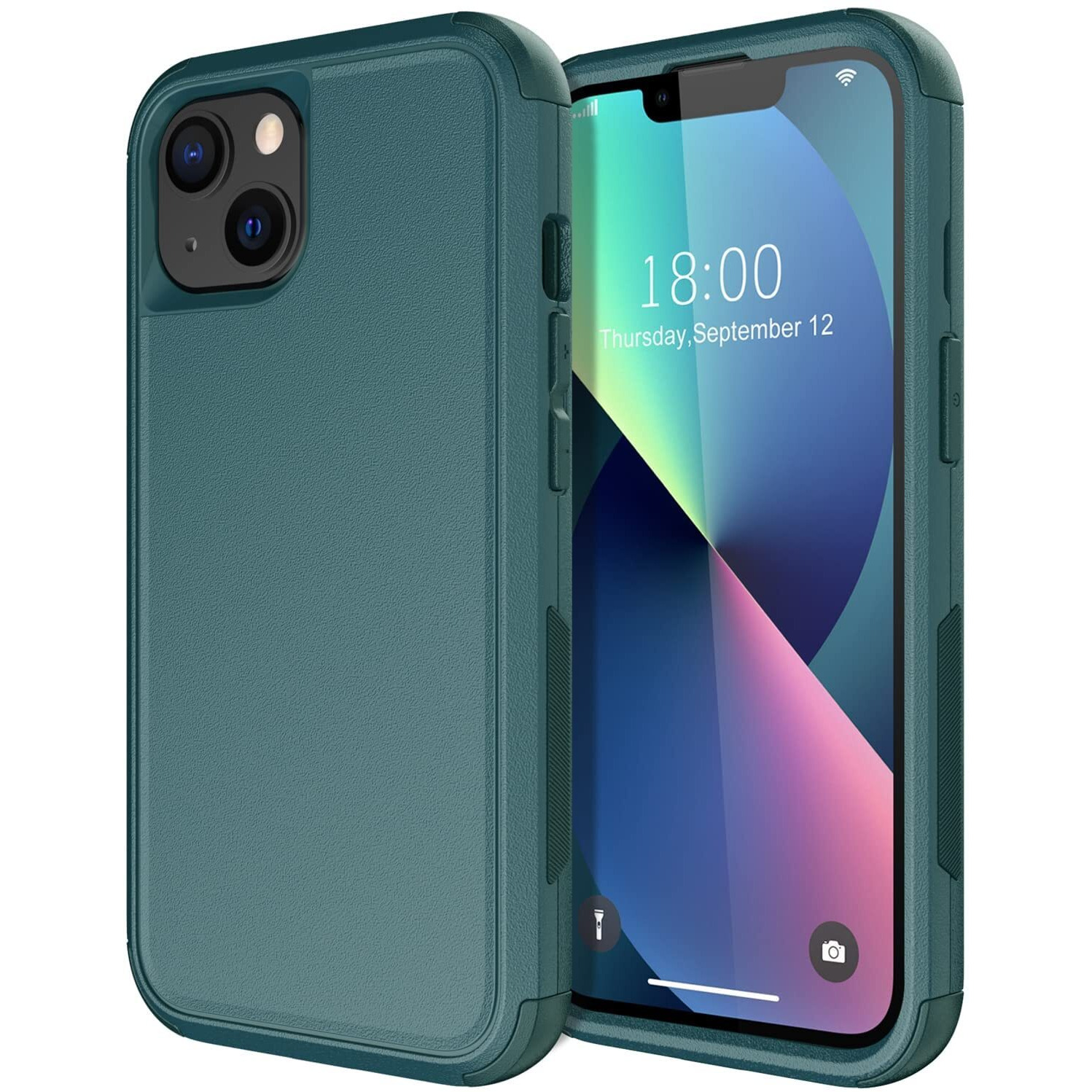 Diverbox For Iphone 13 Case [Shockproof] [Dropproof] [Dust-Proof],Heavy Duty Protection Phone Case Cover For Apple Iphone 13 (Dark Green)