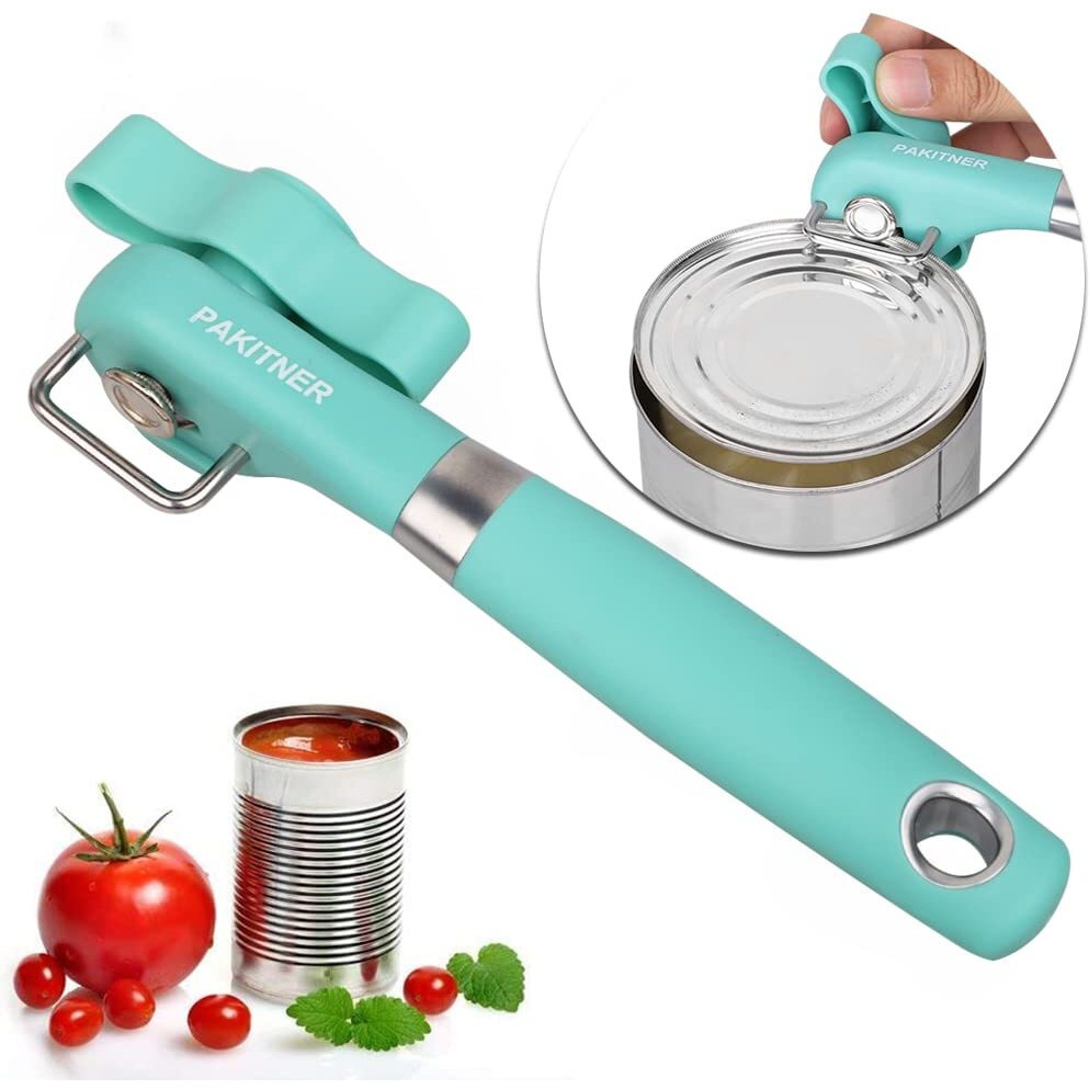 Pakitner- Cut Safe Can Opener, Manual Can Opener Smooth Edge - Handheld Side Cut Can Opener, Ergonomic Smooth Edge, Food Grade Stainless Steel Cutting Can Opener For Home, Kitchen & Restaurant, Green