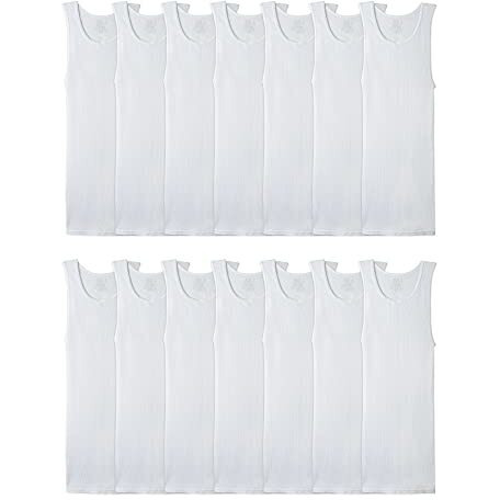 Fruit Of The Loom Mens Tag-Free Tank A-Shirt Undershirt, 14 Pack - White, Large Us