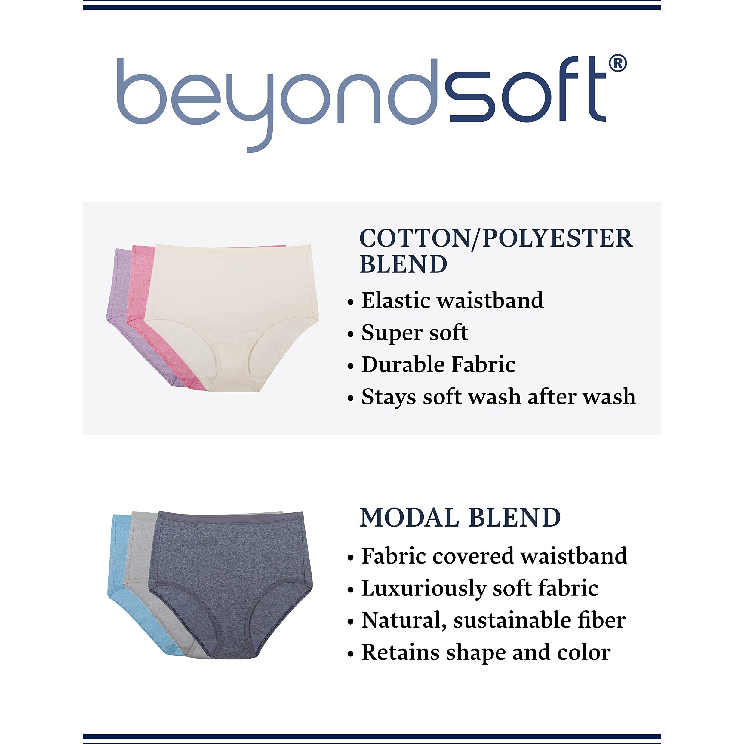 Fruit Of The Loom Womens Beyondsoft (Regular & Plus Size) Bikini Style Underwear, Bikini - Modal 12 Pack Assorted Colors, 6 Us