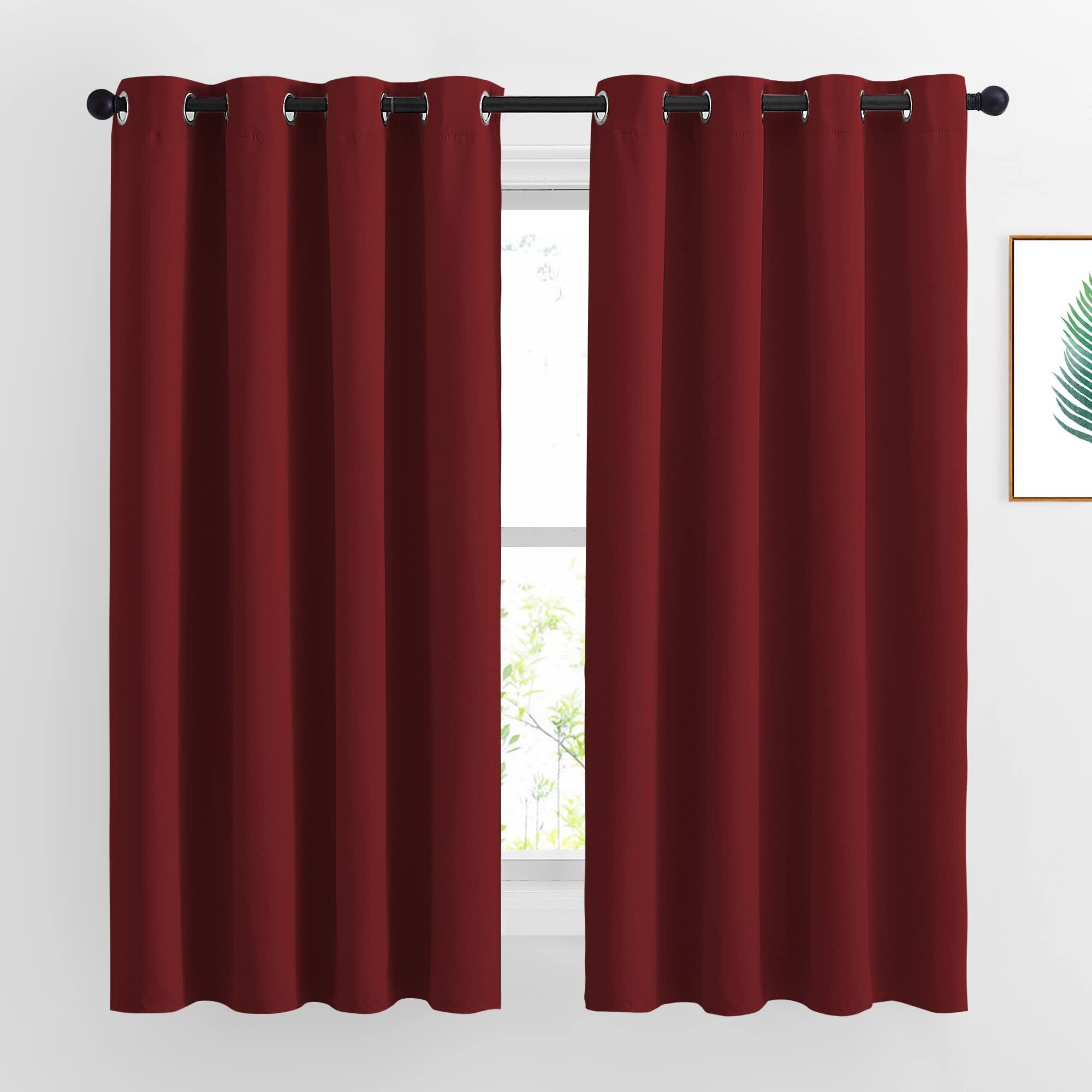Nicetown Burgundy Red Blackout Draperies Curtains - Thermal Insulated Solid Grommet Blackout Curtains/Panels/Drapes For Present (1 Pair, 52 By 63-Inch)