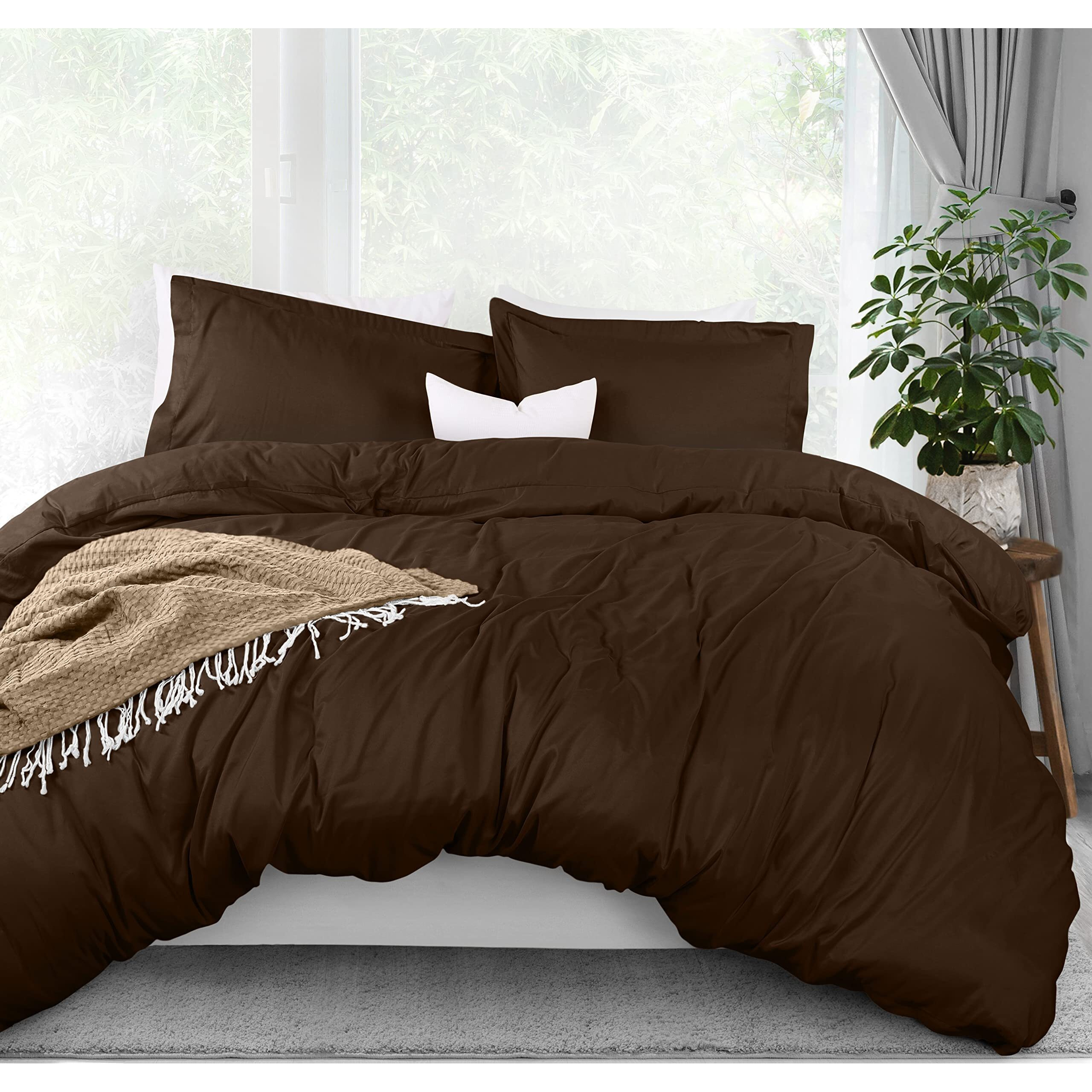 Utopia Bedding Duvet Cover King Size Set - 1 Duvet Cover With 2 Pillow Shams - 3 Pieces Comforter Cover With Zipper Closure - Ultra Soft Brushed Microfiber, 104 X 90 Inches (King, Brown)