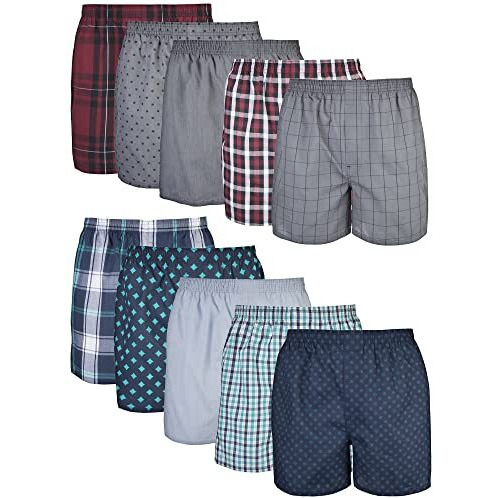 Gildan Men's Underwear Boxers, Multipack, Mixed Red/Blue Assorted (10-Pack), Medium