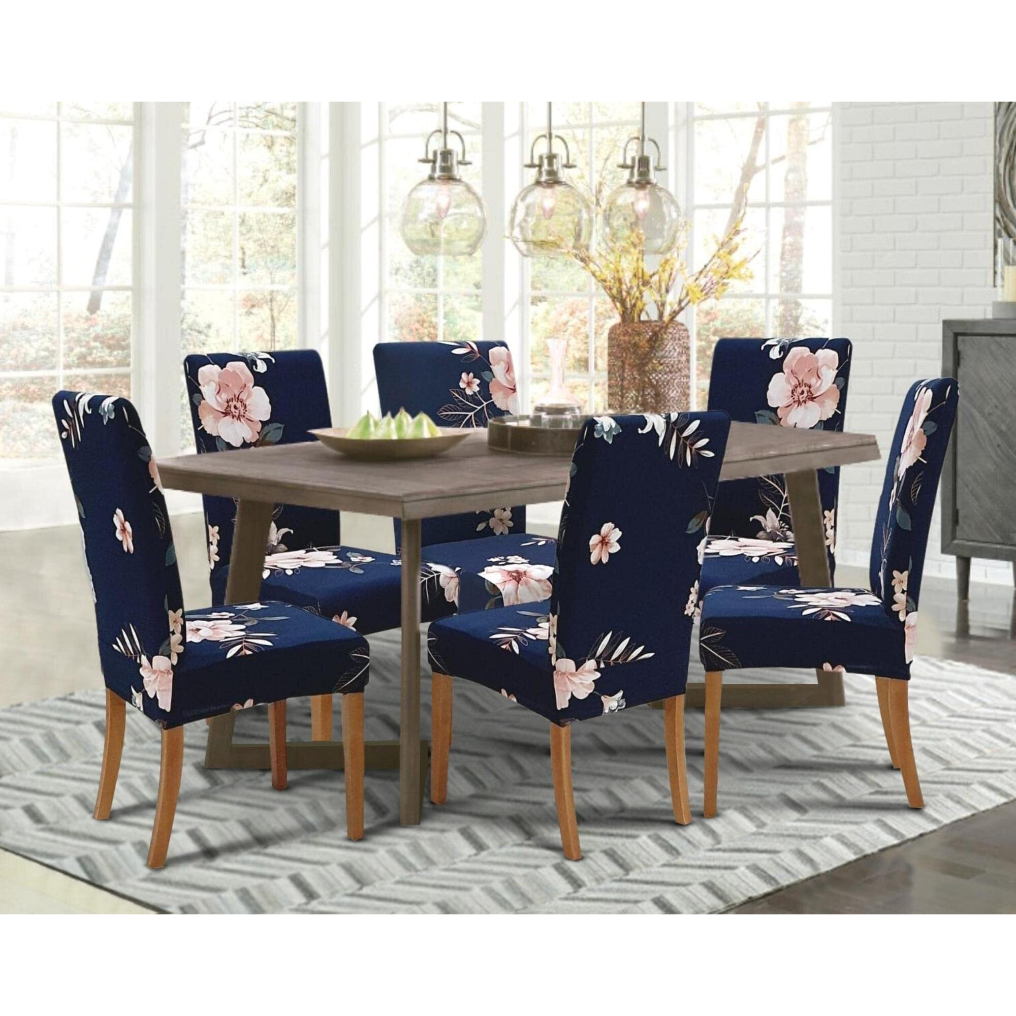 Springrico Chair Covers For Dining Room 6 Pack, Stretch Dining Chair Cover, Washable Spandex Kitchen Parsons Chair Slipcovers, Removable Seat Protector For Home Or Party (Set Of 6, In Bloom1)