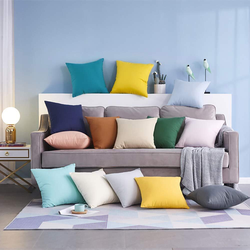 Thmyo 4-Pack 100% Cotton Comfortable Solid Decorative Throw Pillow Case, Square Cushion Cover Pillowcase Sublimation Blank Pillow Covers Diy Throw Pillowcase(20X20 Inch/ 50X50Cm,Light Silver Grey)