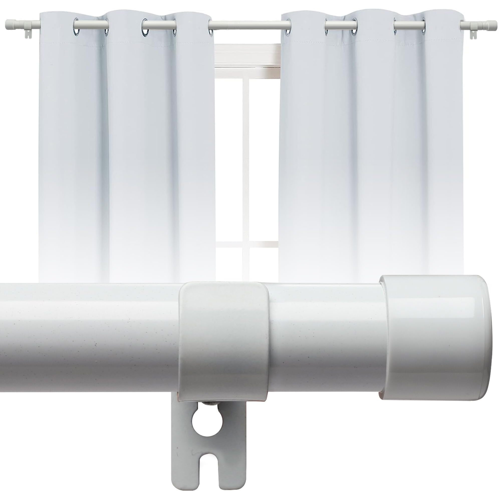 Soumns Curtain Rods For Windows 30 To 94 Inch - Heavy Duty 1 Inch White Curtain Rod Set, Stainless Steel Drapery Rods With Brackets For Sliding Glass Door, Outdoor Patio, Living Room, Bathroom