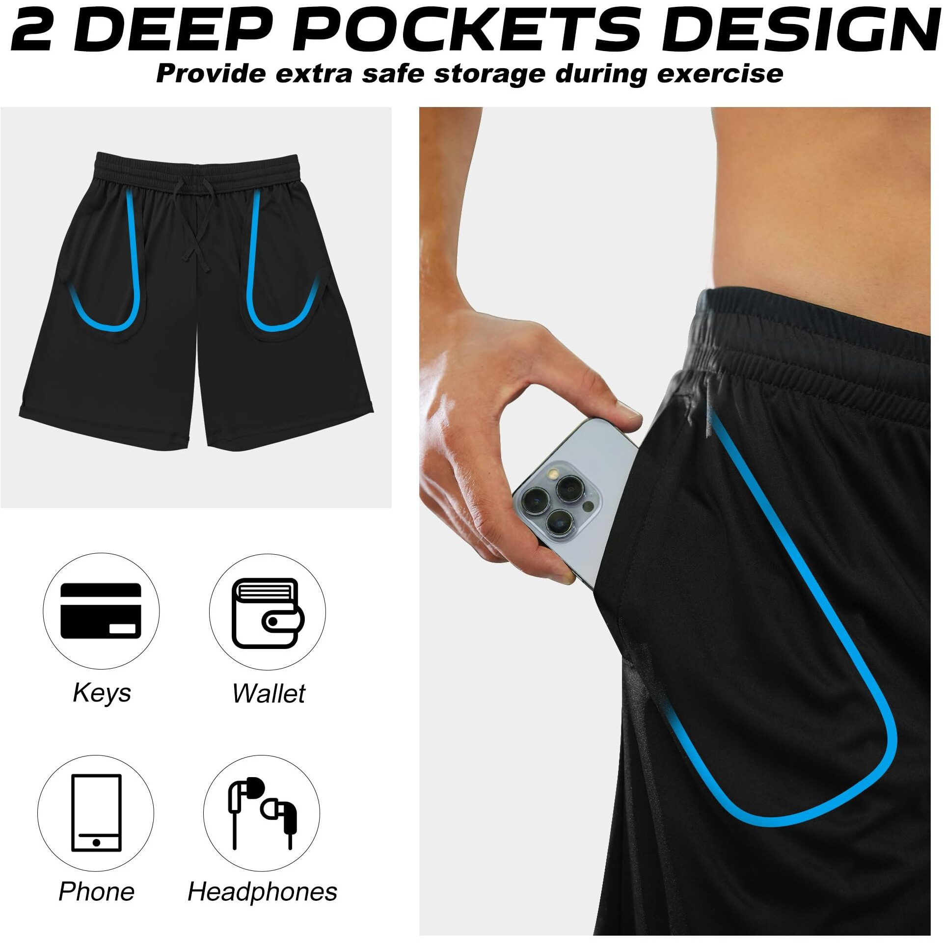 Balennz Athletic Shorts For Men With Pockets And Elastic Waistband Quick Dry Activewear