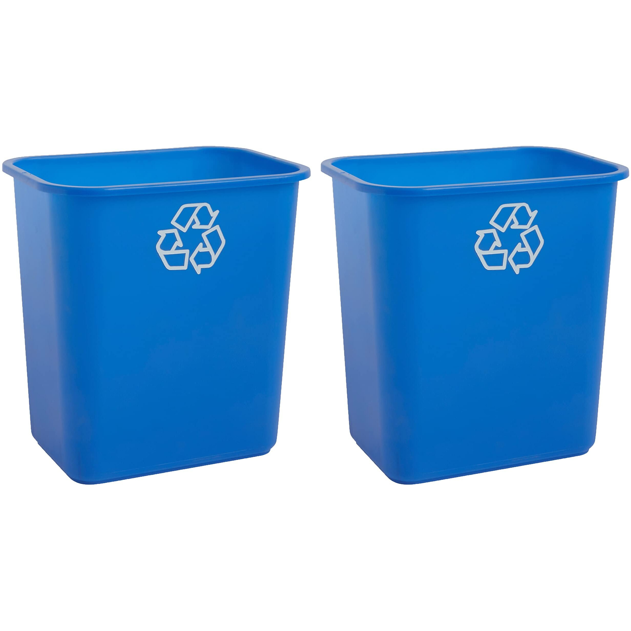 United Solutions 7 Gallon / 28 Quart Space Saving Recycling Bin, Fits Under Desk And Small, Narrow Spaces In Commercial, Kitchen, Home Office, And Dorm, Easy To Clean, (Pack Of 2), Recycle Blue