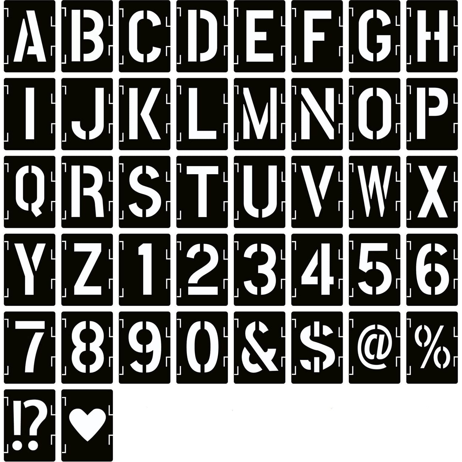 8 Inch Letter Stencils Symbol Numbers Craft Stencils, 42 Pcs Reusable Alphabet Templates Interlocking Stencil Kit For Painting On Wood, Wall, Fabric, Rock, Chalkboard, Sign, Diy Art Projects (8 Inch)