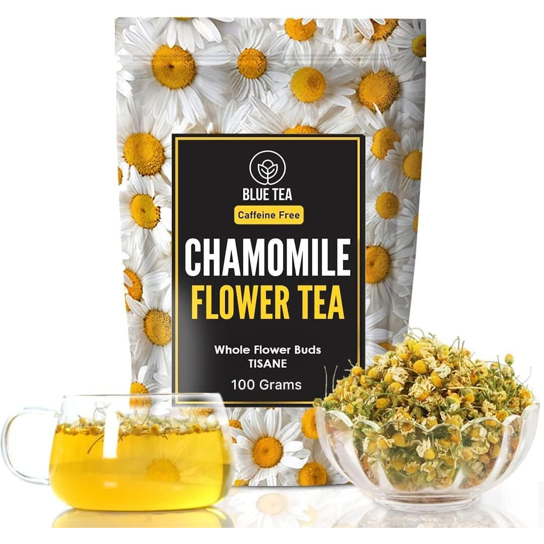 Blue Tea - Chamomile Flower Herbal Tea - 3.52 Ounce || Detox Tea|| Christmas Tea Gifts | Vegan - Non-Gmo - Caffeine-Free - Eco-Conscious Premium Ziplock |
