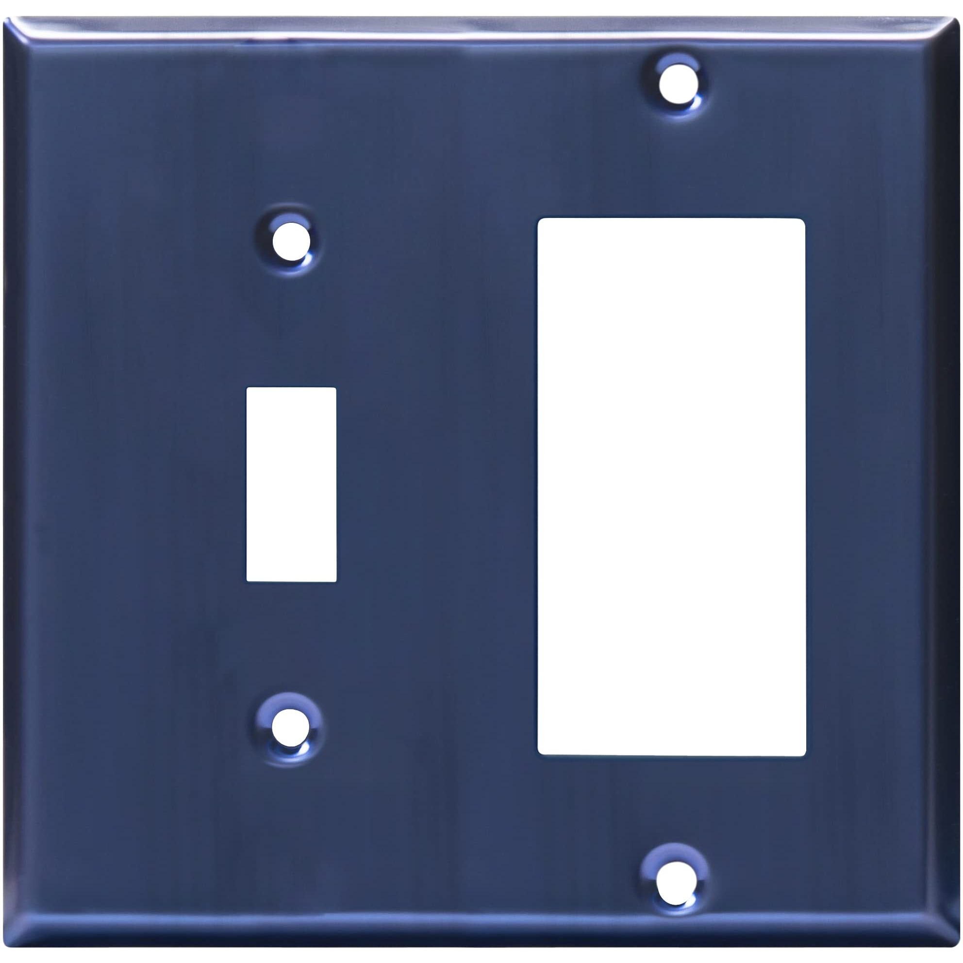 Enerlites Combination Toggle Switch And Decorator Receptacle Metal Wall Plate, Corrosion-Resistant, Stainless Steel 201, Standard Size 2-Gang 4.50"" X 4.57"", Ul Listed, 771131-Bbl, Brushed Blue