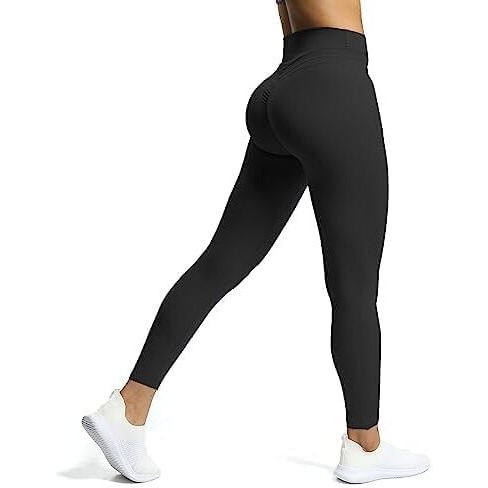 Aoxjox High Waisted Workout Leggings For Women Scrunch Tummy Control Luna Buttery Soft Yoga Pants 26 "" (Black, X-Large)
